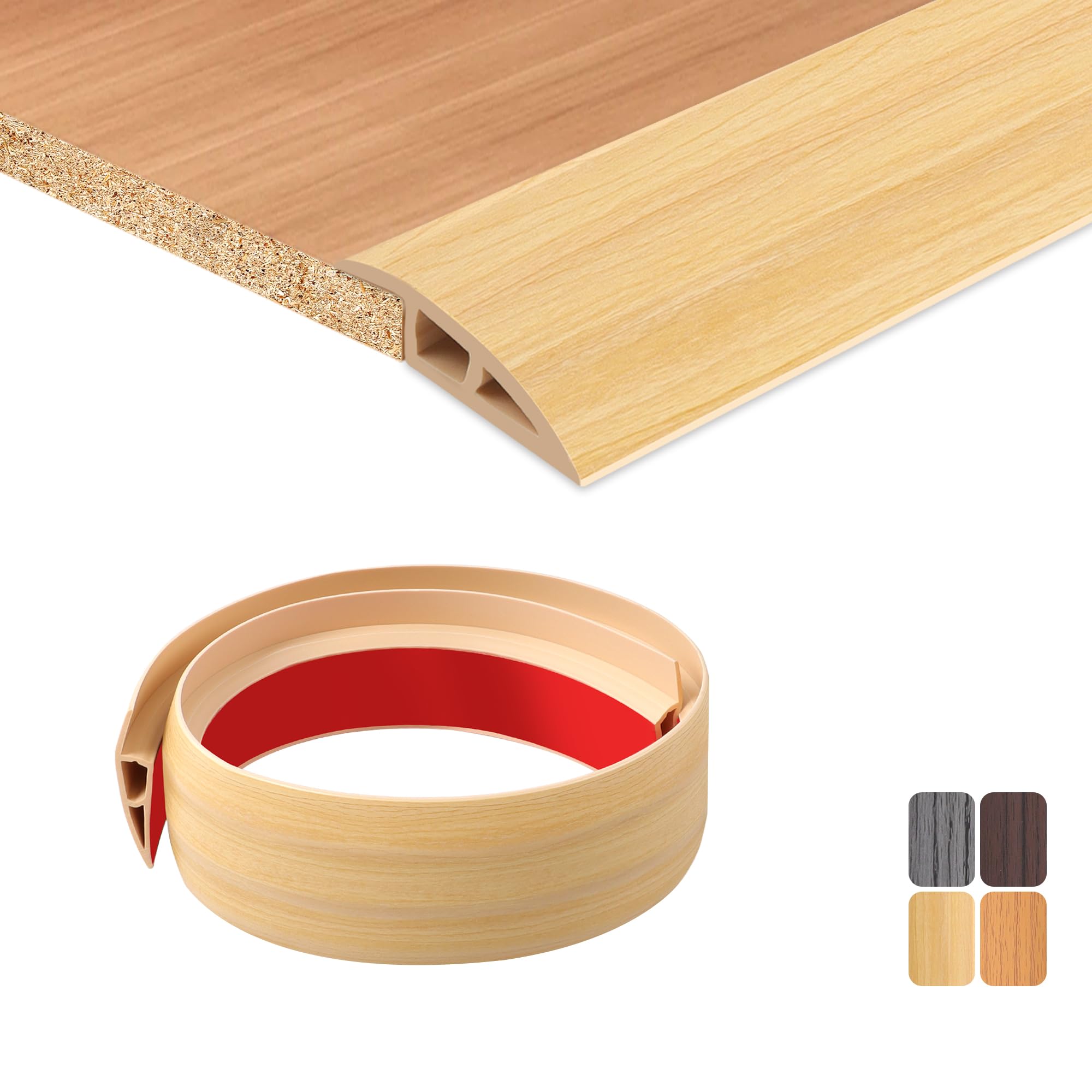 Tecdw Original Wood 100X7cm Transition Strip Self-Adhesive, Flexible Threshold Strip Non-Slip，Pvc Door Threshold Strip For Covering Doorways Tile Carpet To Tile (Original Wood）