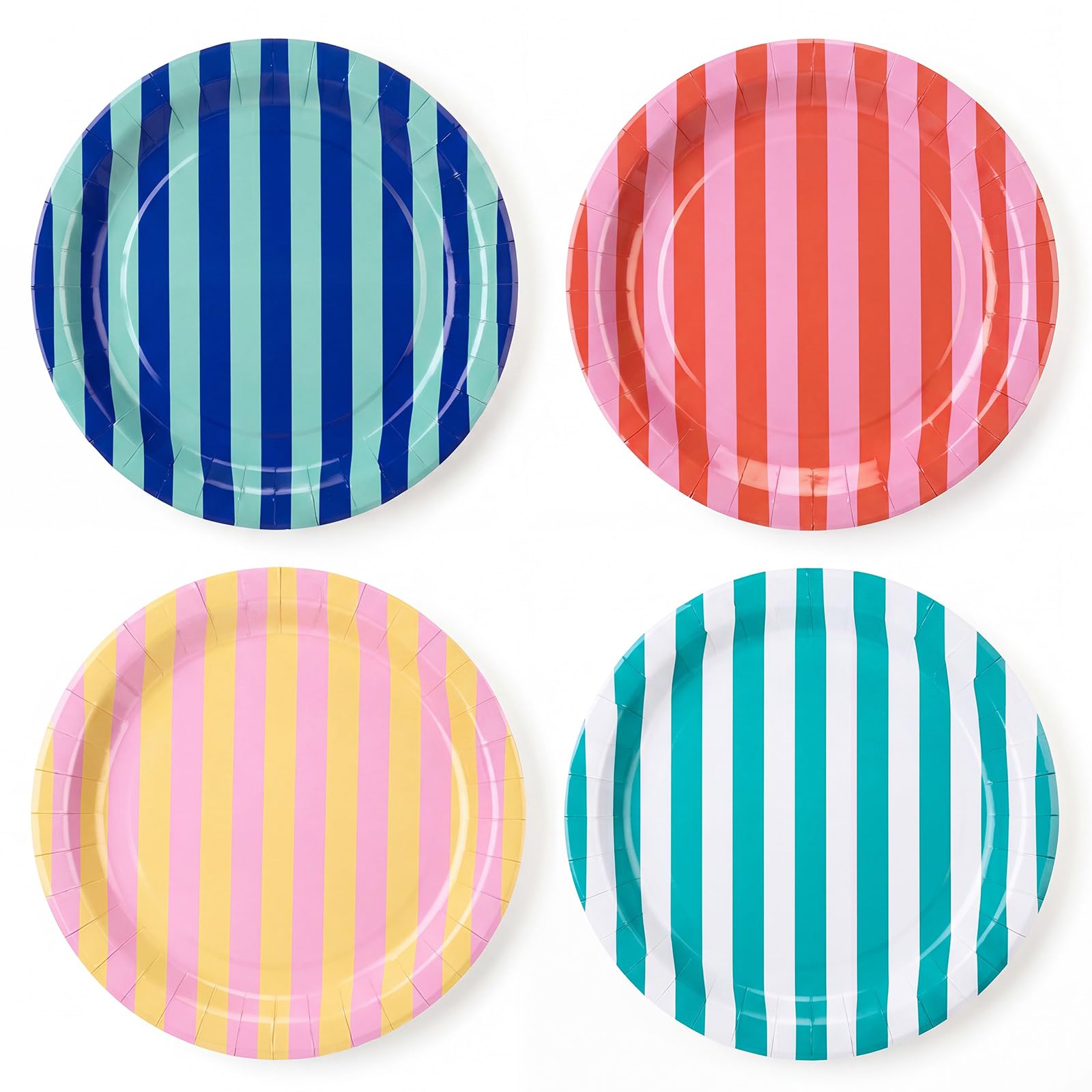Havawish Pappteller mit Pastellstreifen, 22,9 cm, bunt, gestreift, für Sommer, Schwimmbad, Geburtstag, Junggesellinnenabschied, Hochzeit, Party, Dekoration, 120 Stück