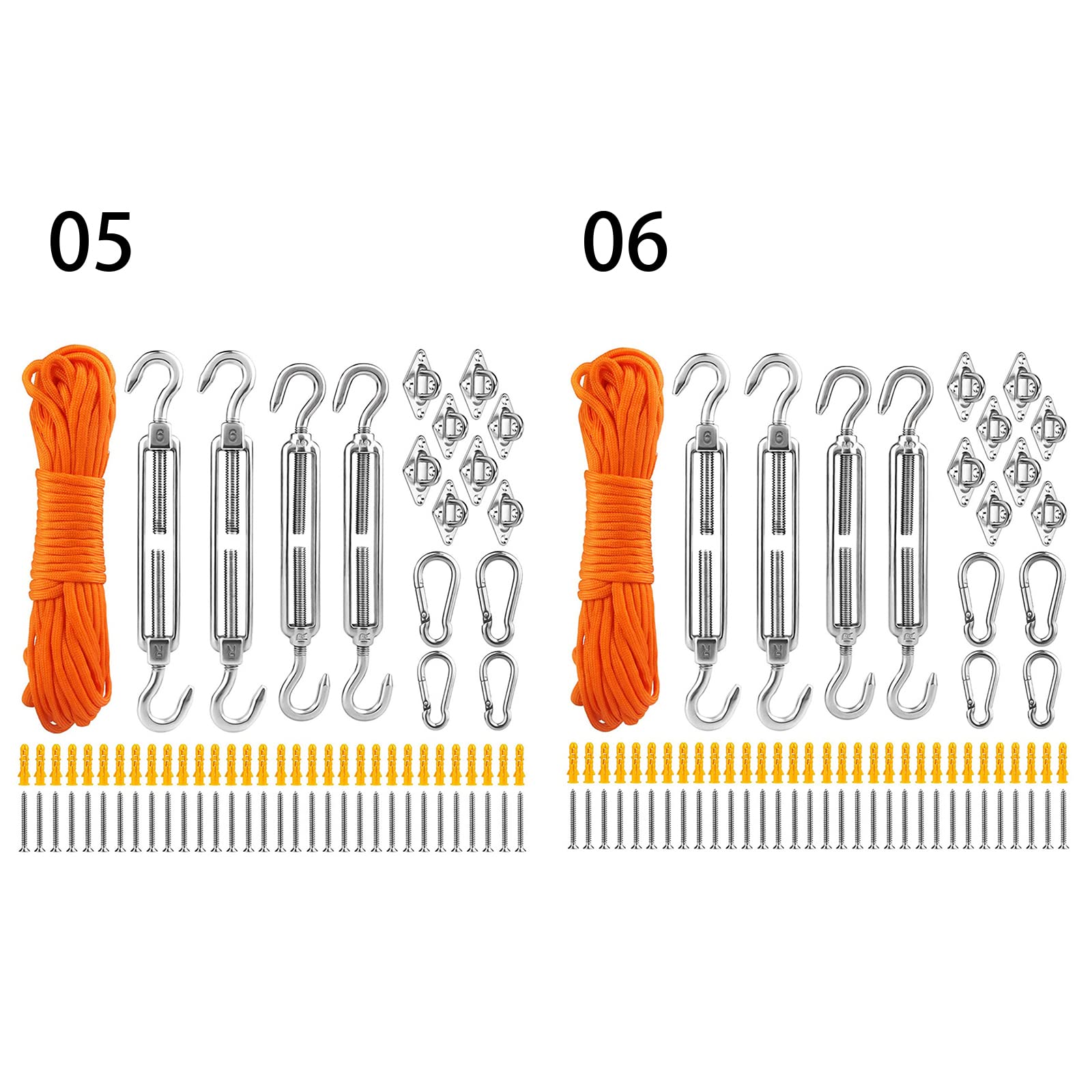 Kit de quincaillerie rectangulaire pour Voile d ' ombrage, 81 pièces, Ensemble de Fixation d ' auvent en Acier Inoxydable pour d ' auvent de Voile d ' ombrage F, Accessoires de Fixation,