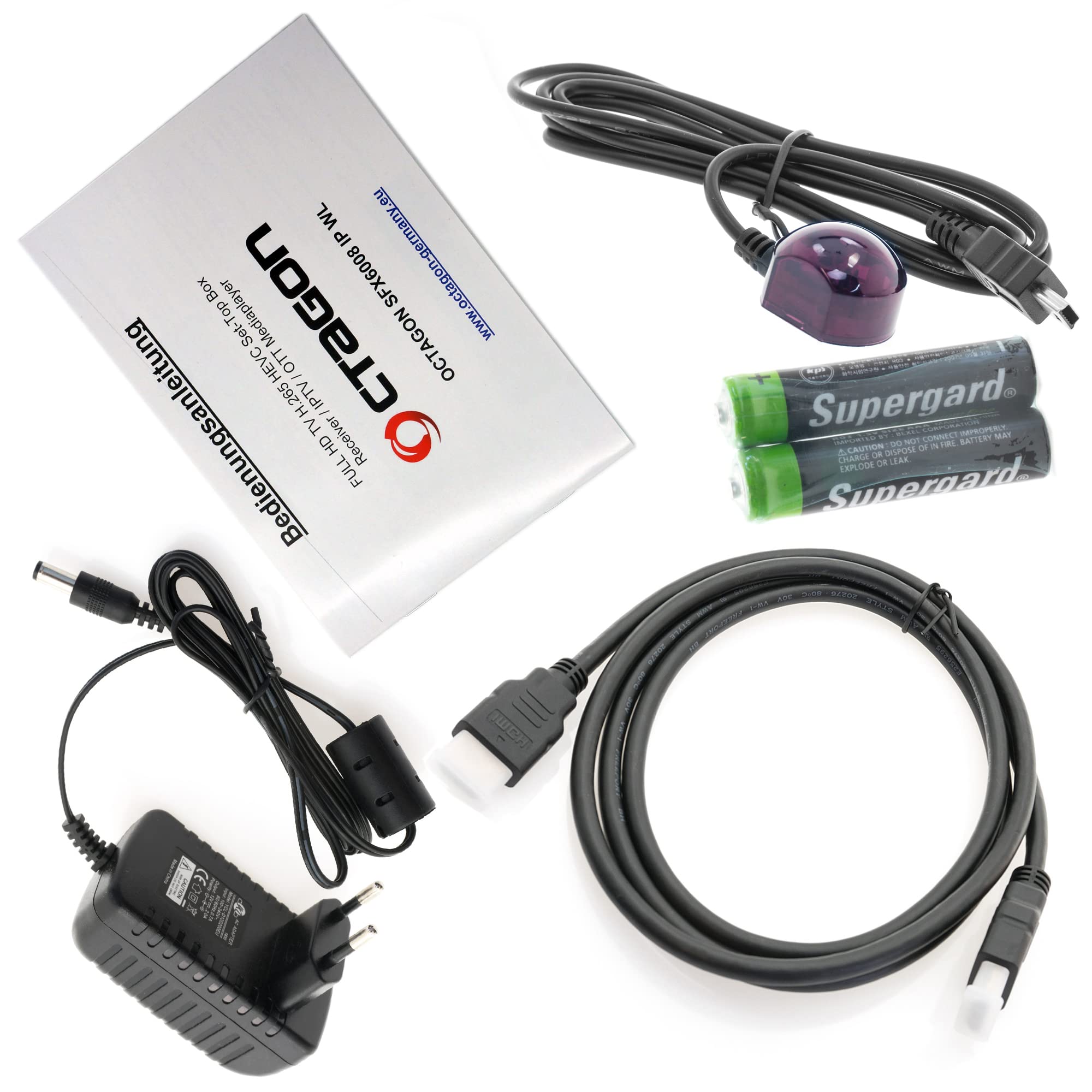 Octagon SFX6008 IP WL Full-HD H.265 HEVC, E2 Linux Set-Top Box & Smart Internet TV Receiver, Sat to Client Support, DLNA, YouTube, Web-Radio, 150Mbit WiFi intern, HDMI, schwarz
