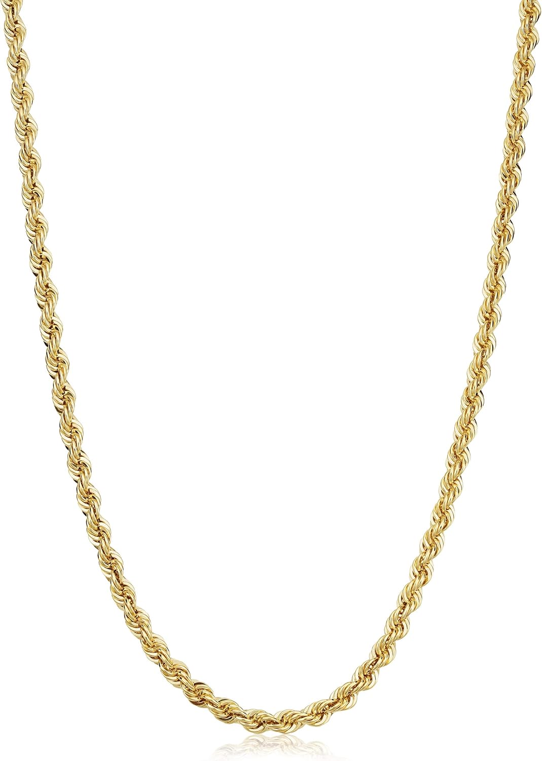 Kooljewelry Solid 14k Yellow Gold Filled Rope Chain Necklace for Men and Women (2.1 mm, 3.2 mm, 4.2 mm or 6 mm)
