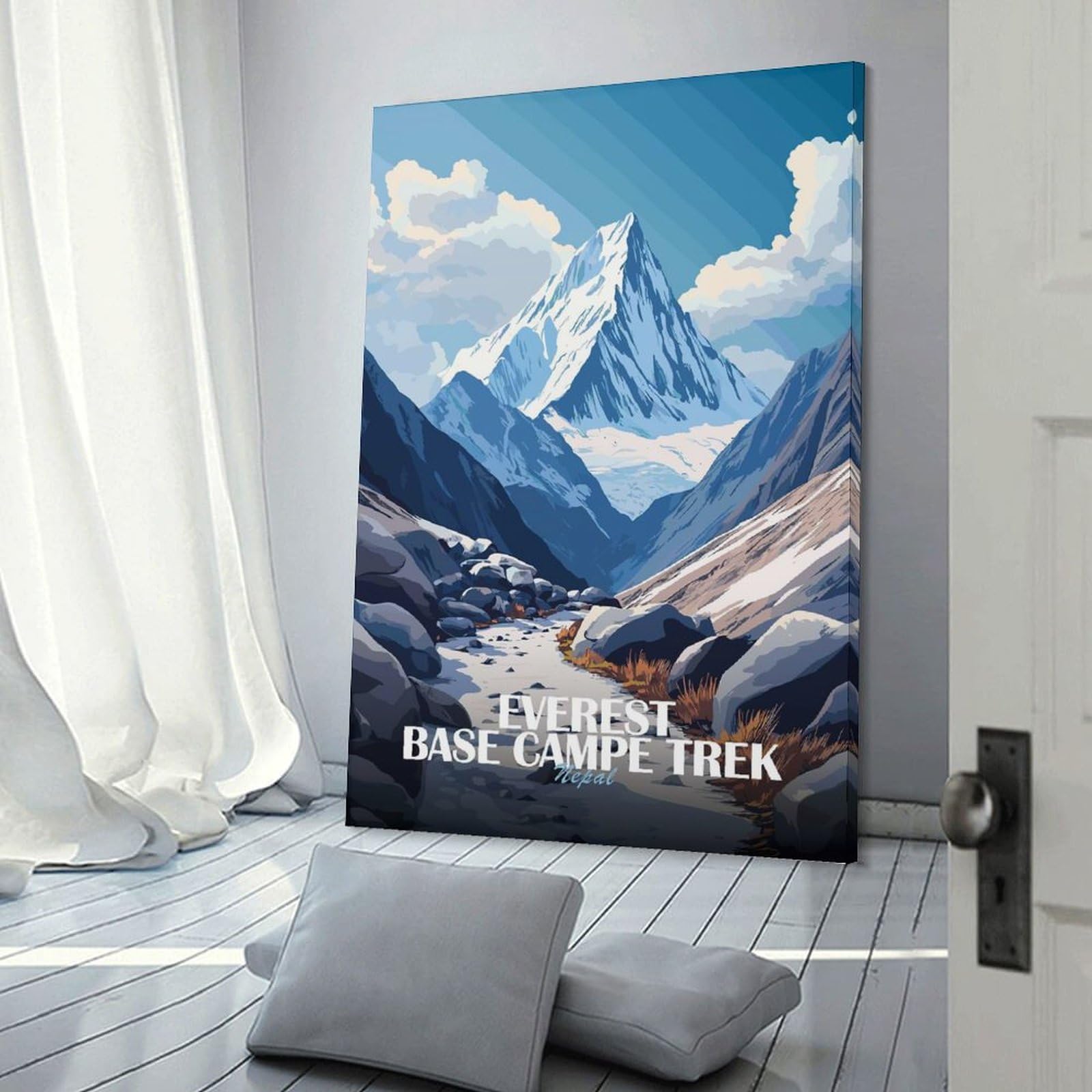 Junmoney Decorative Canvas Print Everest Base Camp Trek Nepal, 24x36inch(60x90cm), for Study, Office Or Apartment Decor, Gift Idea for Housewarming And Birthdays
