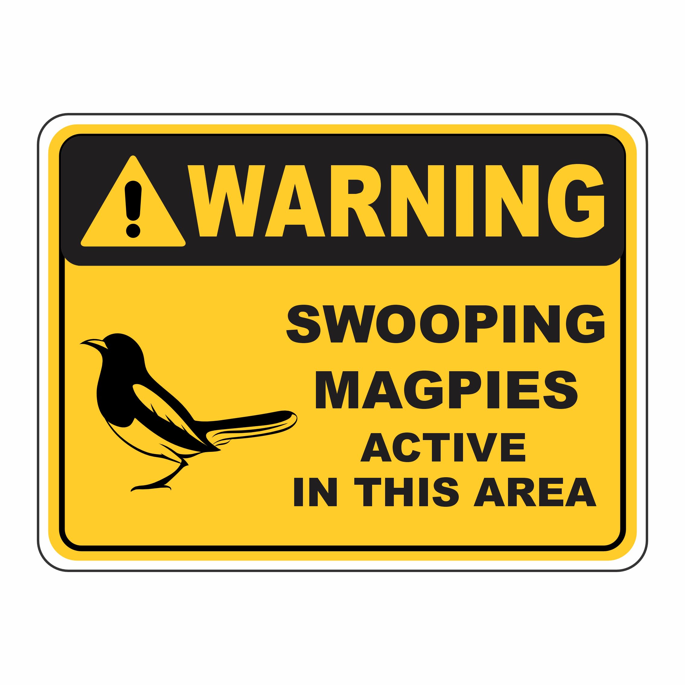 Swooping Magpies Active in this Area Warning Signs Metal Tin Sign 8 x 12 inch for Industrial & Commercial