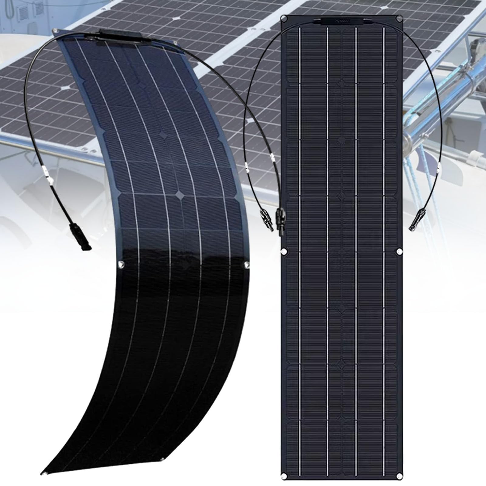 Kit Pannello Solare Portatile, 2 Pannelli Solari Flessibili da 200 W, Pannello Impermeabile, Pieghevole, Sottile E Leggero, Alimentatore Portatile per Camper, Barca,Black