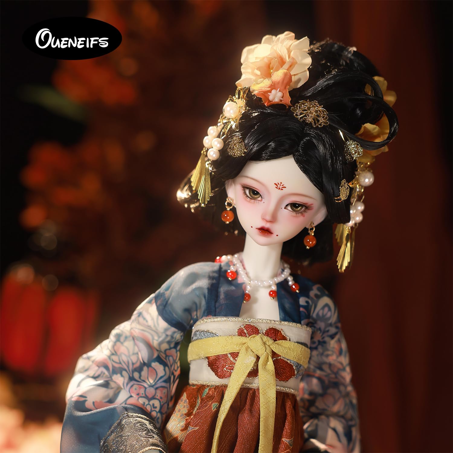 Oueneifs BJD Puppe 1/4 Joan F, chinesischer Tang-Dynastie-Stil, komplettes Set, Harz-Spielzeug für Kinder ab 15 Jahren (ohne Frisur)