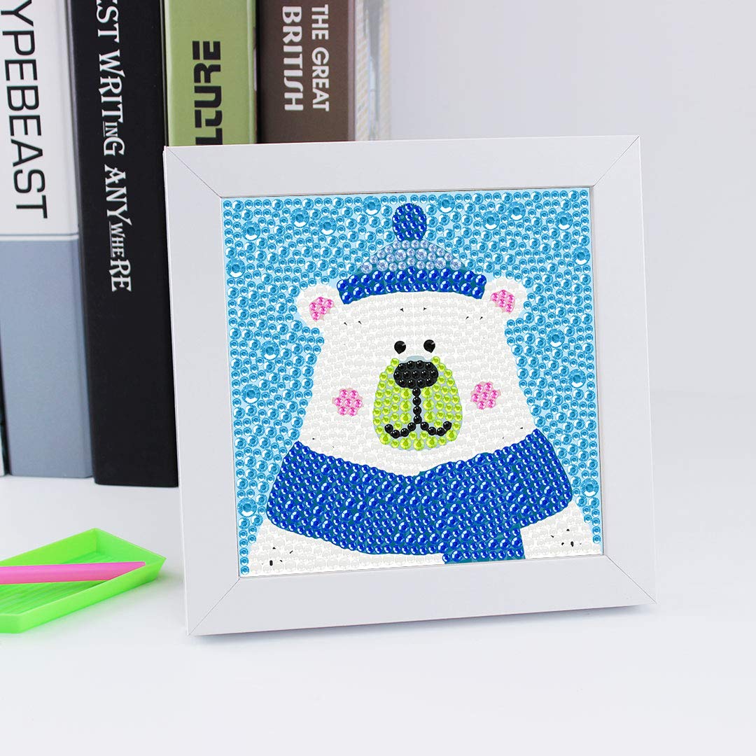 DIY 5D Diamond Painting Kits Diamond Art Special Shape Partial Drill with Frame for Home Wall Decor White Bear/6x6in by Tangbr