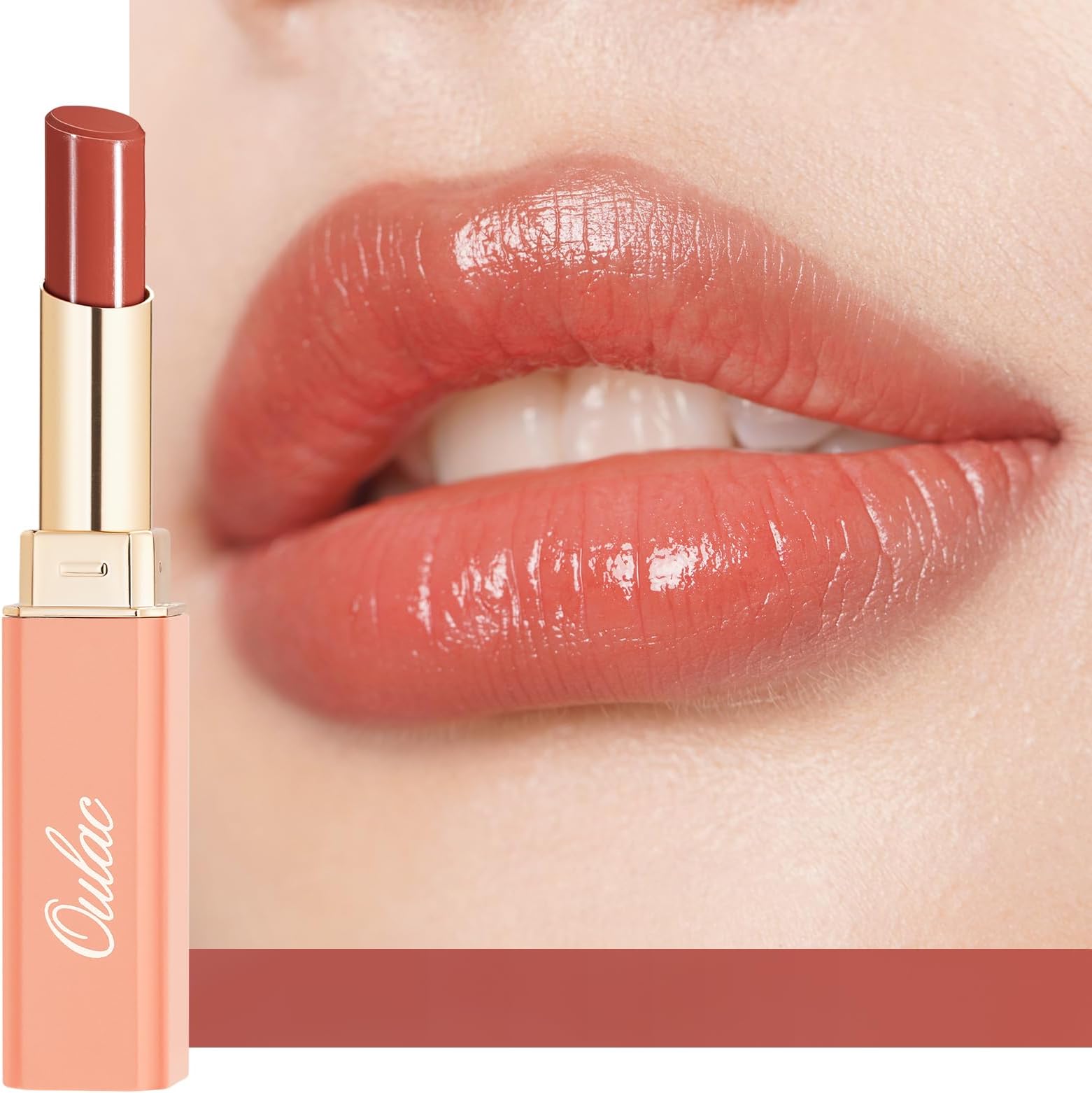 Apricot Peach Lipstick - Moisture Shine Hydrating Lipstick & Tinted Lip Balm for Dry Lips, Medium Coverage Lip Colour | Juicy Look, Glossy Finish, Vegan, Cruelty-Free, Apricot Crush (16)