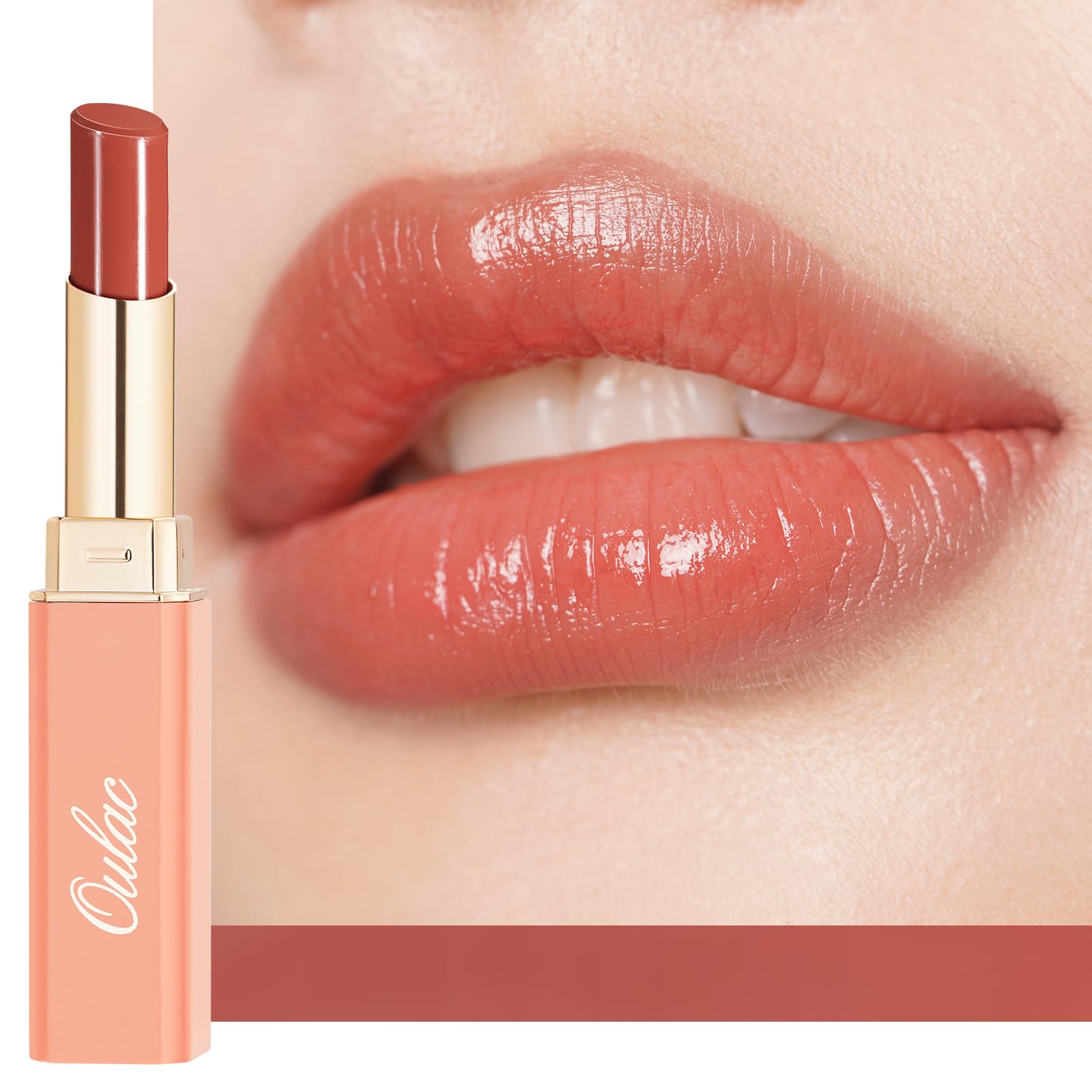 Apricot Peach Lipstick - Moisture Shine Hydrating Lipstick & Tinted Lip Balm for Dry Lips, Medium Coverage Lip Colour | Juicy Look, Glossy Finish, Vegan, Cruelty-Free, Apricot Crush (16)