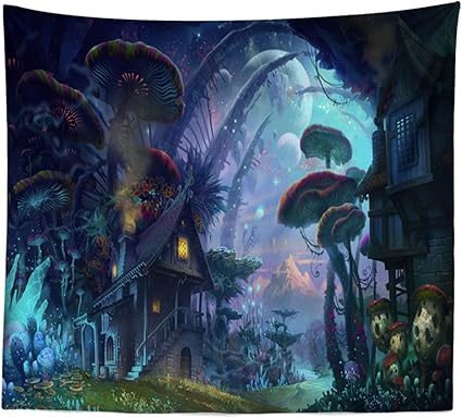 Amazon Co Jp タペストリー 幻想 ファンタジー イラスト アート 絶景 風景 大きい 部屋 飾り 背景布 壁 インテリア 布 デザイン２ ホーム キッチン