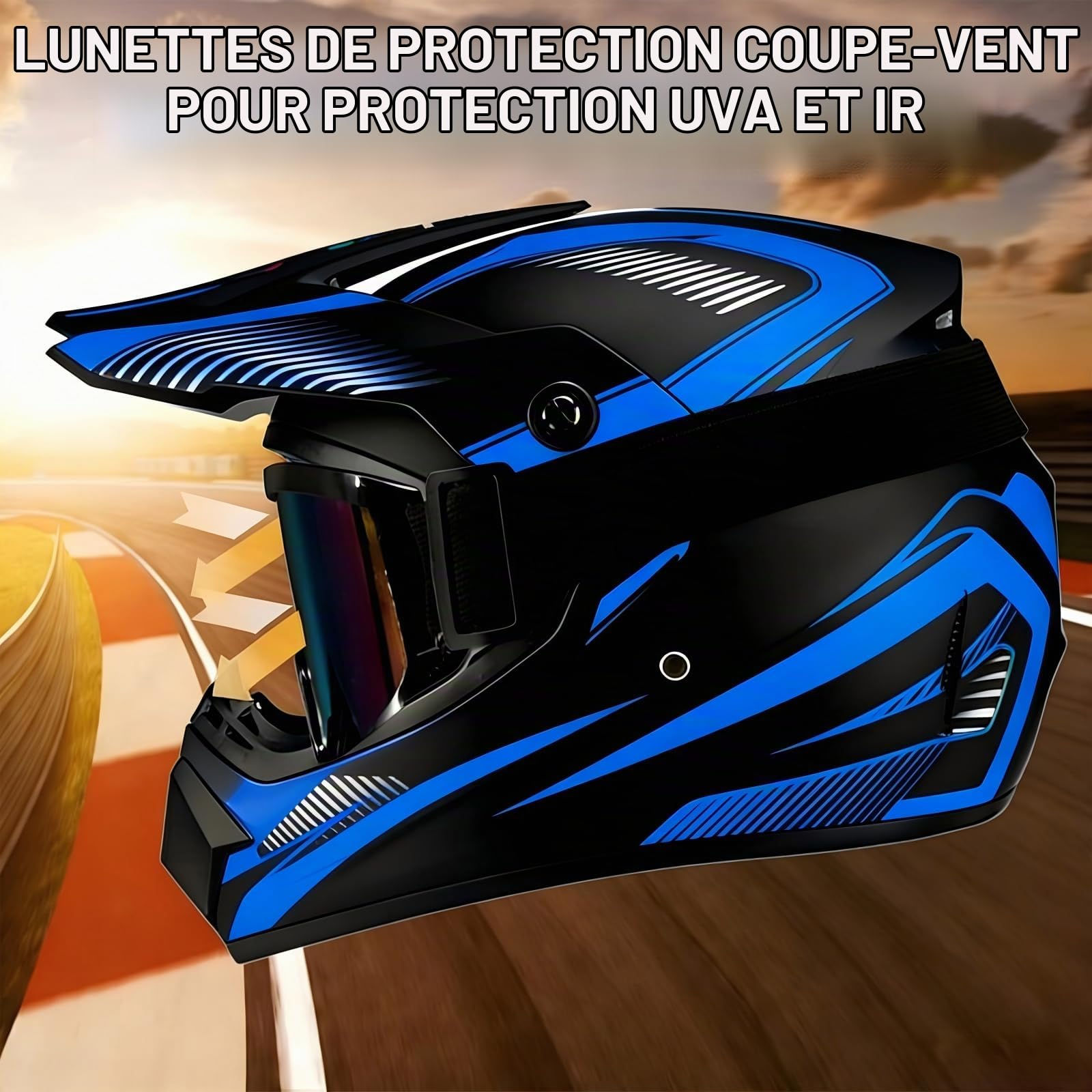 Casque Intégral VTT pour Enfants, Casque Intégral VTT de Descente et De Motocross pour Enfants avec Gants, Aasque et Lunettes, Casques de Moto pour Adolescents avec Aoublures