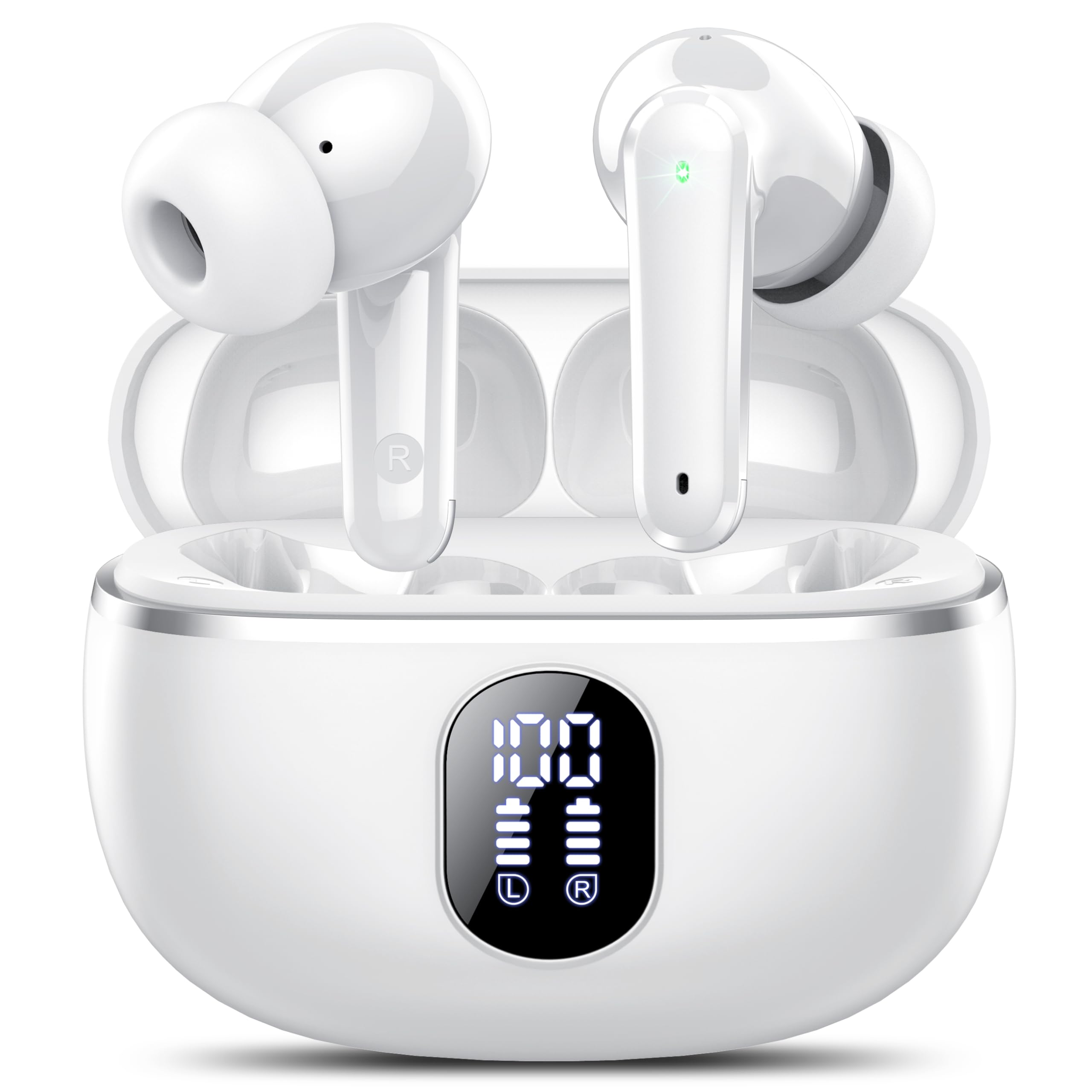 2026 Kopfhörer Kabellos Bluetooth 5.4, Bluetooth Kopfhörer Sport HiFi Stereo, In Ear Kopfhörer mit 4 ENC Noise Cancelling Mics, Tiefer Bass, 50Std mit LED-Anzeige, in Ear Ohrhörer IP7 Wasserdicht