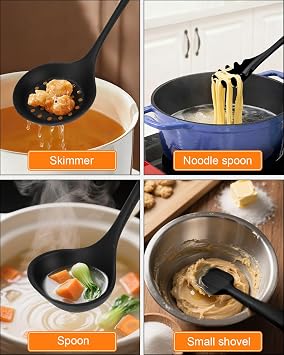Kitchen utensil set (black) 15 pieces cooking utensils cookware cooking spoon set silicone heat-resistant non-stick cooking set with utensil holder dishwasher safe