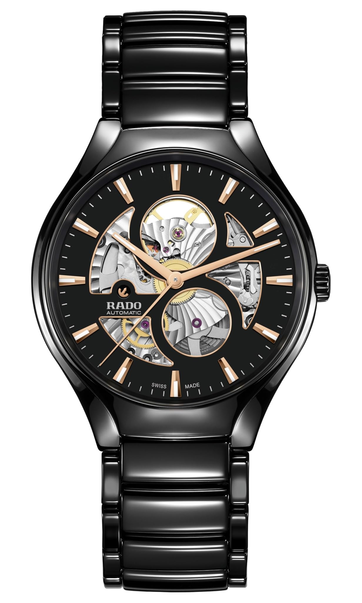 Rado -New True-Unisex-Swiss Automatic Watch-High-Tech Ceramic-Sapphire Crystal -40mm, Black
