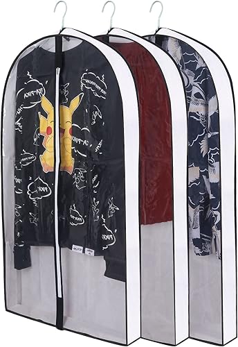 Bolsas de ropa de 40 pulgadas para colgar ropa, fundas transparentes a prueba de trajes con refuerzos de 4 pulgadas para almacenamiento en armario y