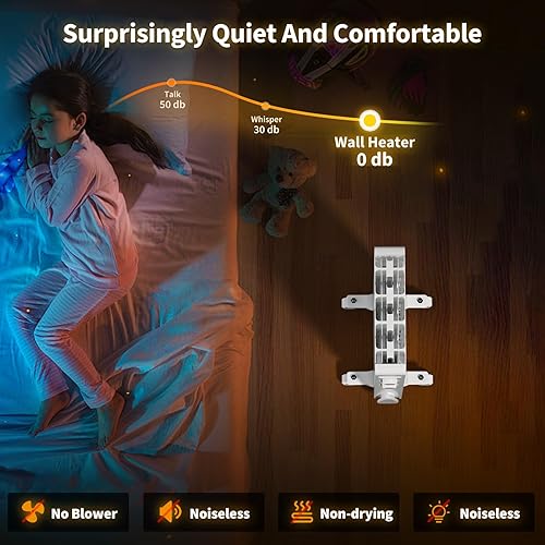 Miniatura 5 de Calentador de pared de panel eléctrico de 800 W, calentador de espacio de convección inteligente enchufable para uso en interiores, diseño