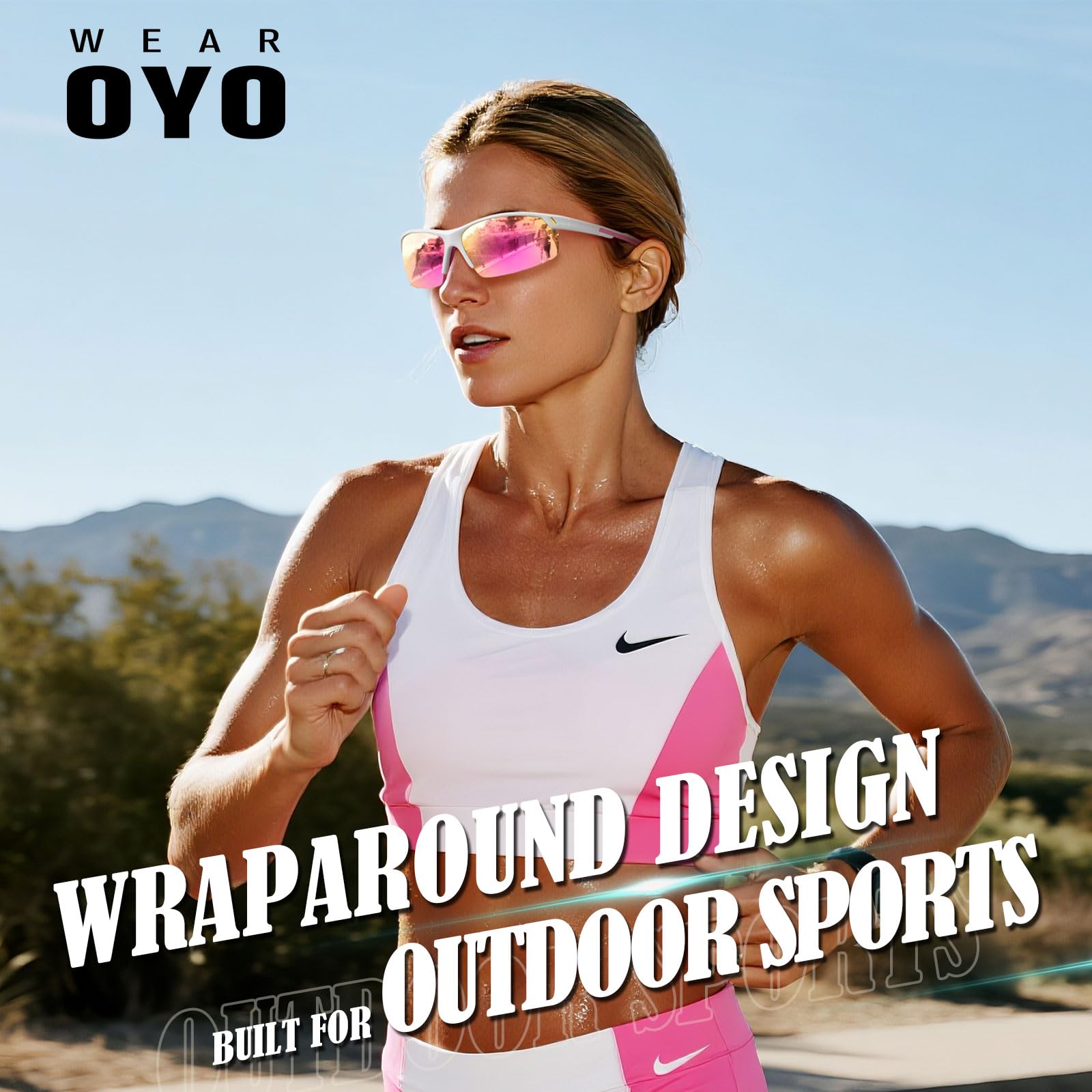WEAROYO Occhiali da sole polarizzati da uomo e donna, telaio flessibile TR90 semi senza montatura, occhiali da sole sportivi UV400 avvolgenti per corsa e pesca