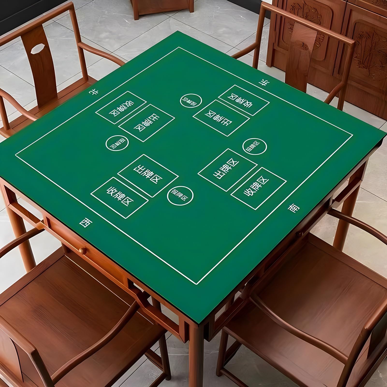 Tapis de Poker, Tapis de Table Mahjong Jeu, for avec règles, Tapis épais antidérapant et à réduction Bruit, for Jeux Poker(Green,90x90cm(35. 43x35 43in))