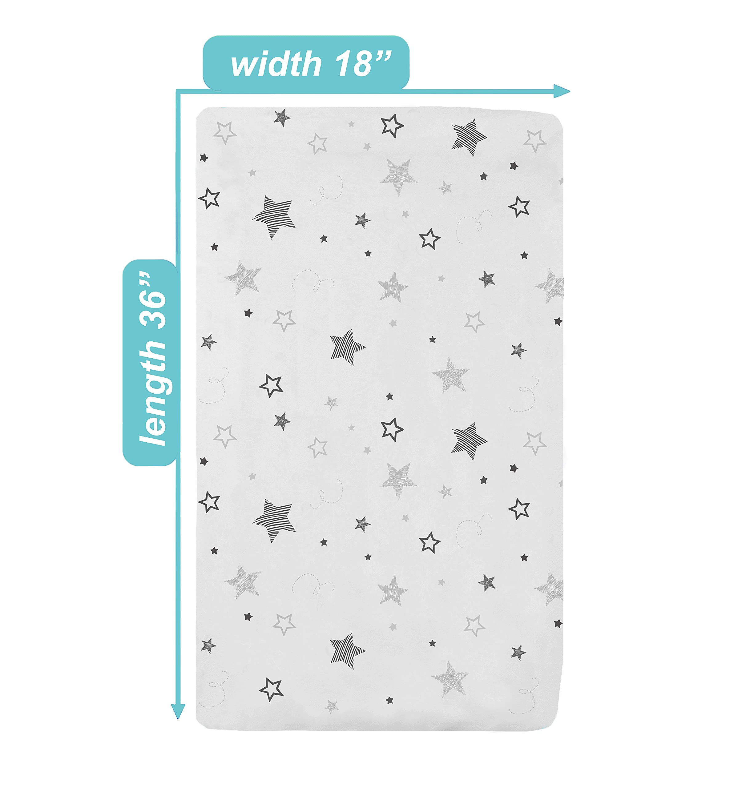 American Baby Company Spannbettlaken, 100% natürliche Baumwolle, 91,4 x 45,7 cm, weich, atmungsaktiv und hypoallergen, Super-Sterne, neutral für Jungen und Mädchen