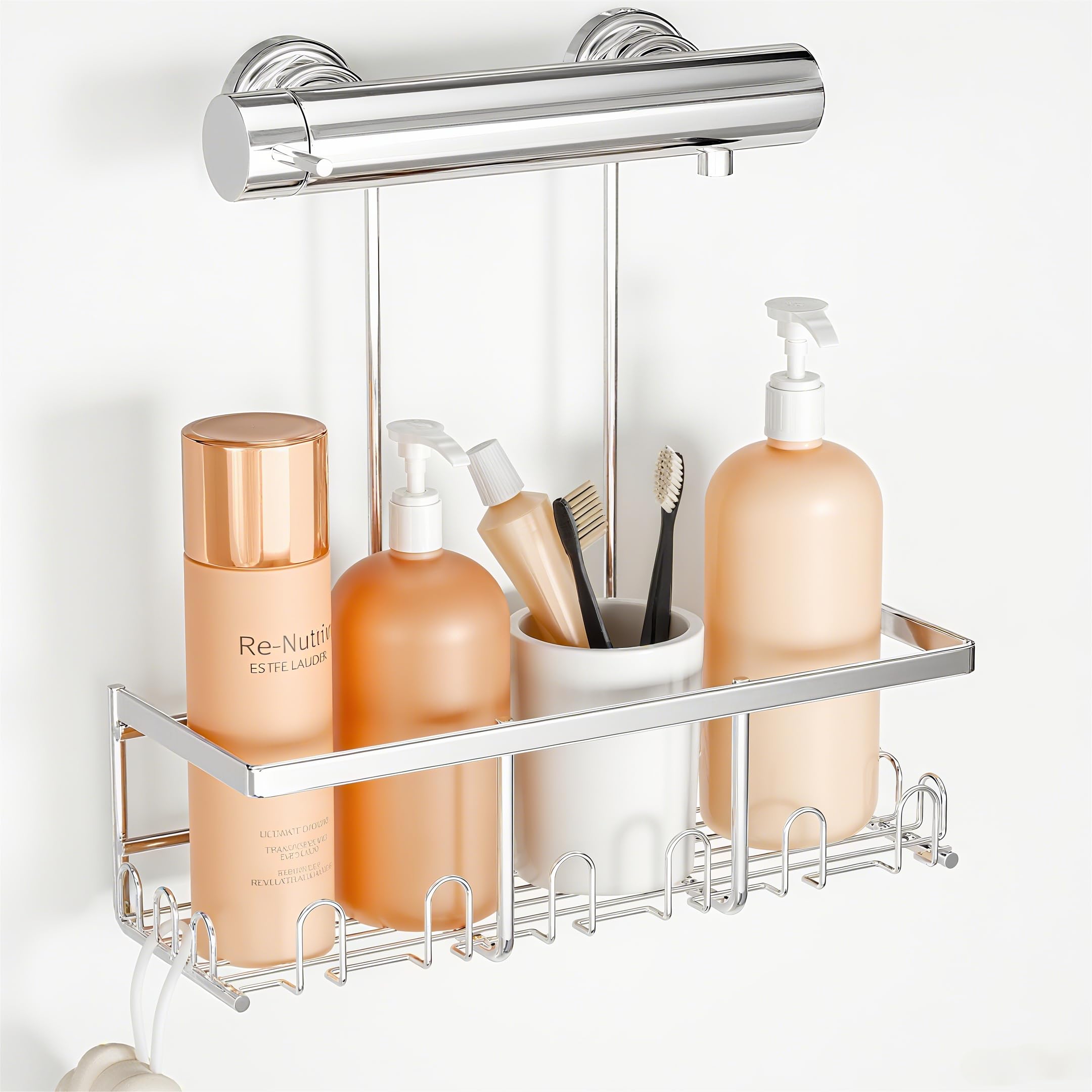 Étagère de salle de bain suspendue, panier et porte-savon polyvalent
