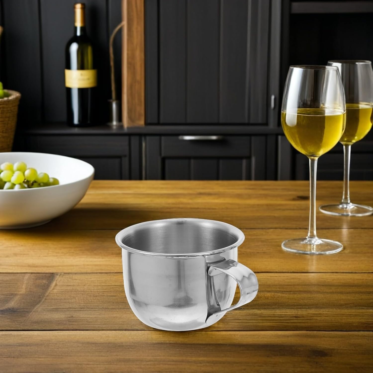 Kichvoe Stainless Steel Water Cups Set of 2 Small Tea Mugs with Handle 2.24X1.57In Lightweight for Home Travel Coffee Juice Whiskey