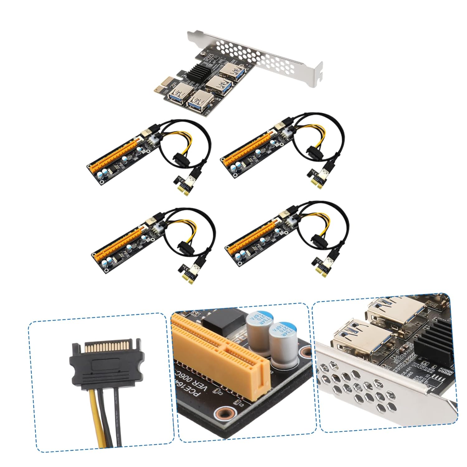 ARTIBETTER Pci E Extender Card Port USB Adapter with Terminal Plug Stable Pci Express Expansion for Desktop Computers No External Power Required Reliable Data Transmission Motherboard