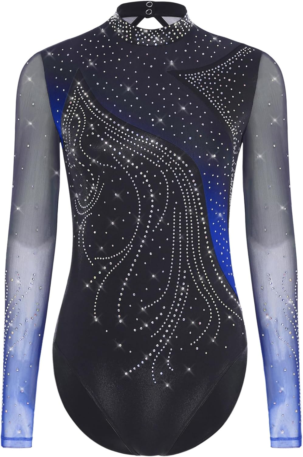 Justaucorps Homme Manches Longues Gymnastique Danse Patinage Artistique - Strass Brillants, Matière Nylon/élasthanne - Pour Compétition, Entraînement