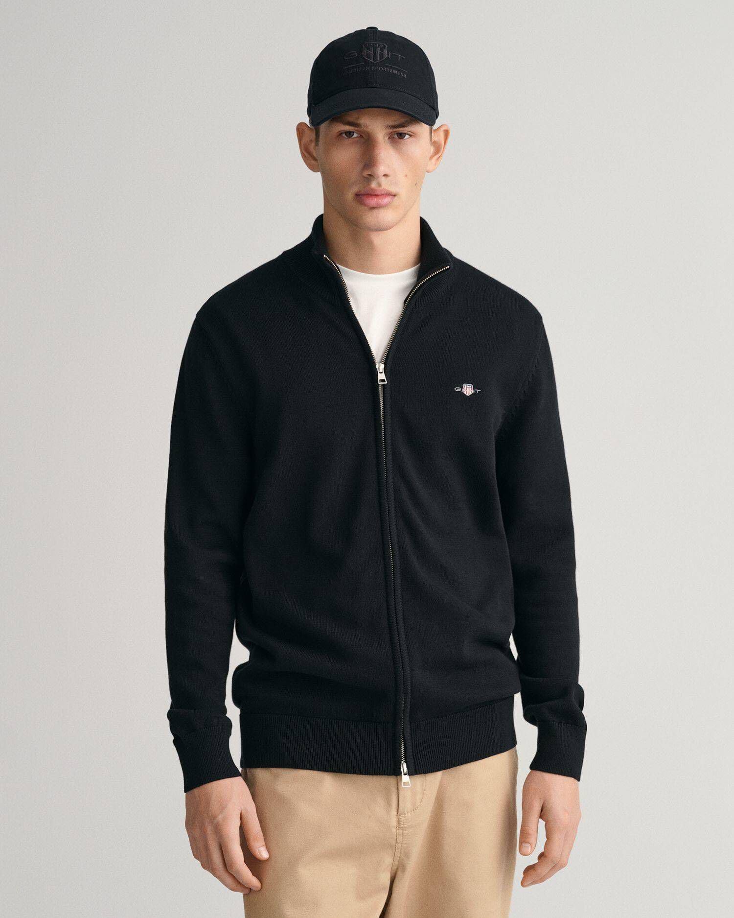GANT Herren Casual Cotton Zip Cardigan Strickjacke