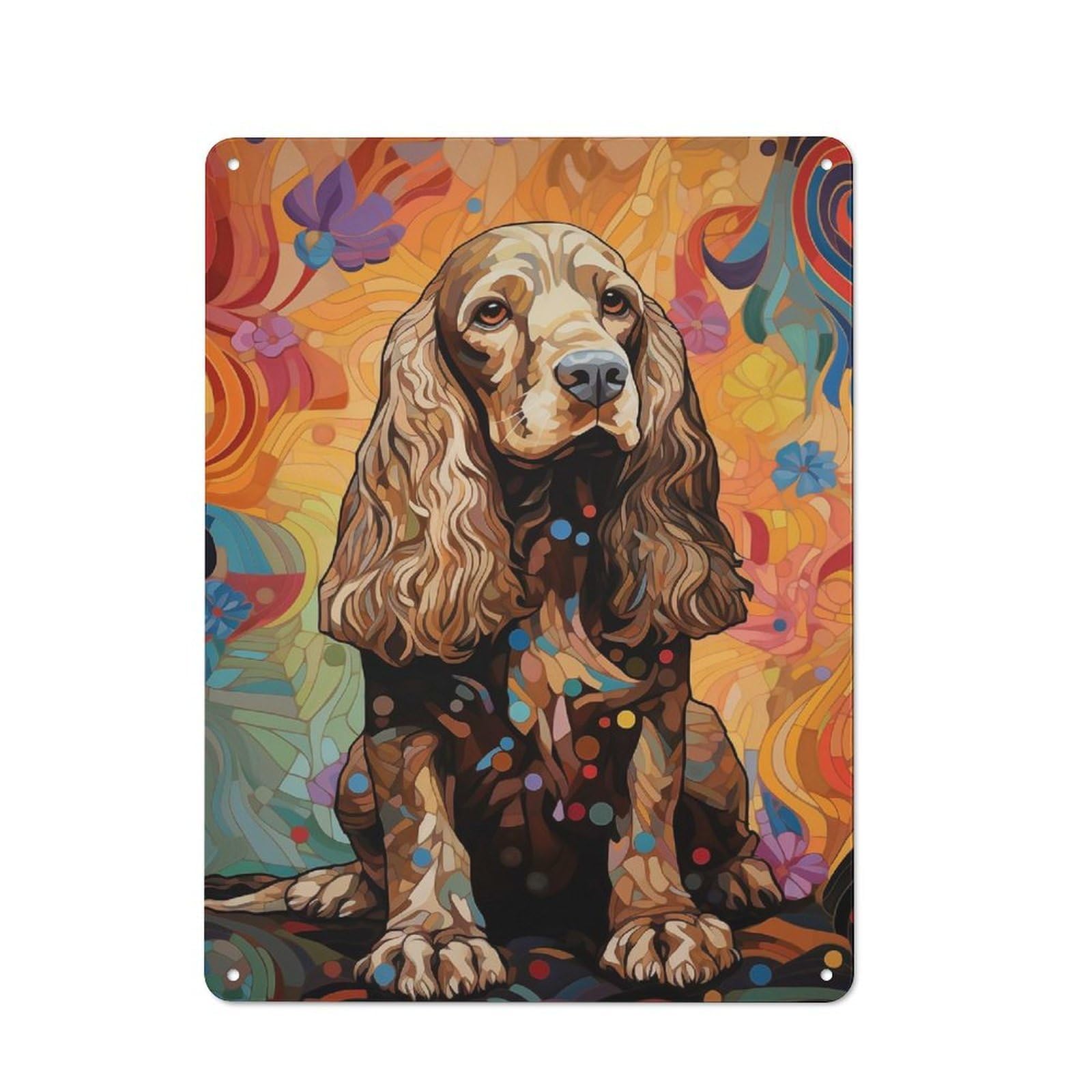 Junmoney Style-15 Vintage Tin Sign 40X30cm With Cocker Spaniel Art Nouveau For Hobby Room Or Studio, For Metal Sign Collectors, For Garage And Workshop Walls