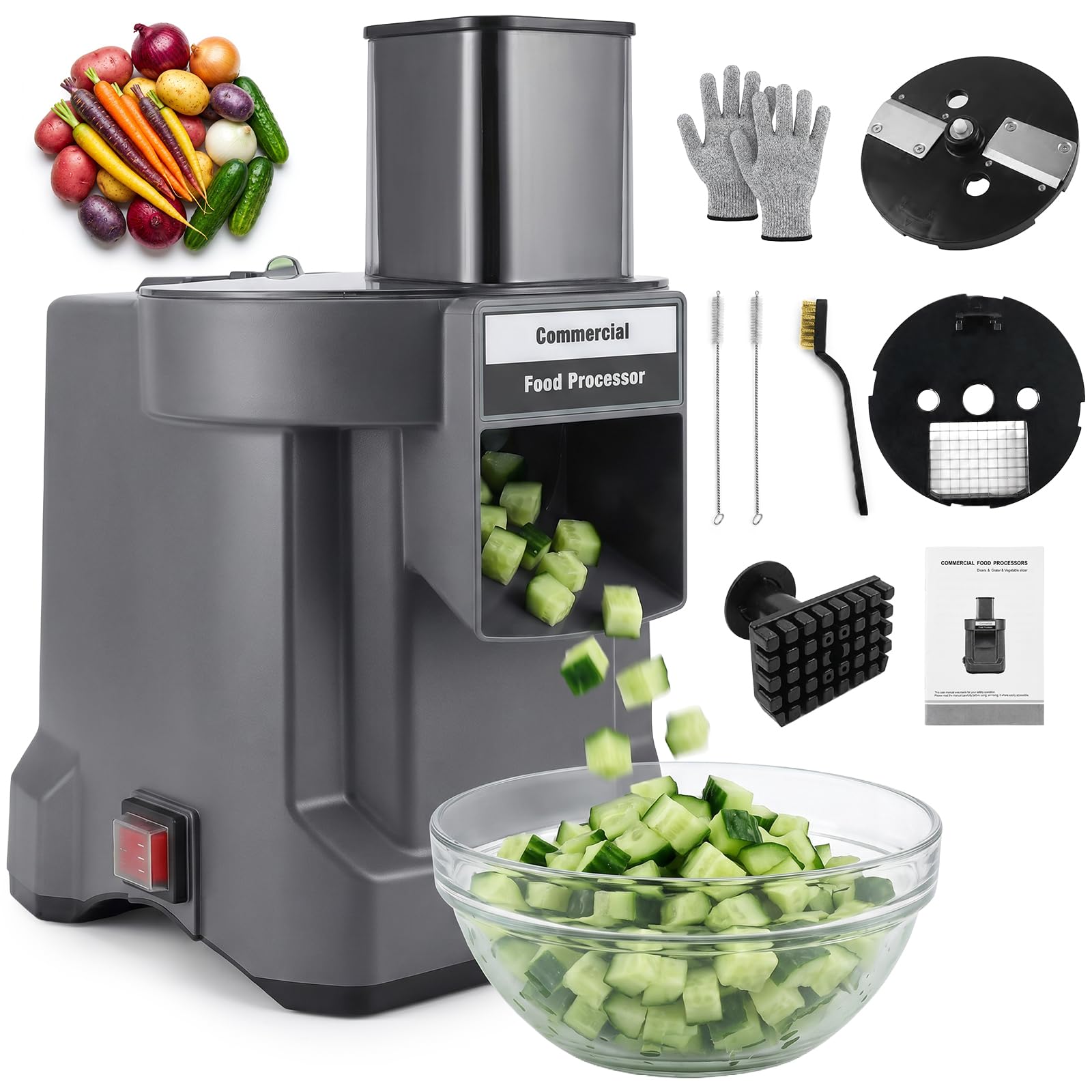 Tagliaverdure e affettaverdure elettrico Tagliaverdure a Cubetti Elettrico Cubettatrice per Verdure Frutta Professionale,affetta verdure elettrico a 2 Lame in Acciaio Inox Frutta e verdura da tagliare