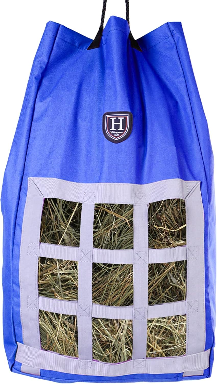Harrison Howard Premium Durable Adjustable Horse Slow Feed Hay Bag Waterproof Large Capacity Blue