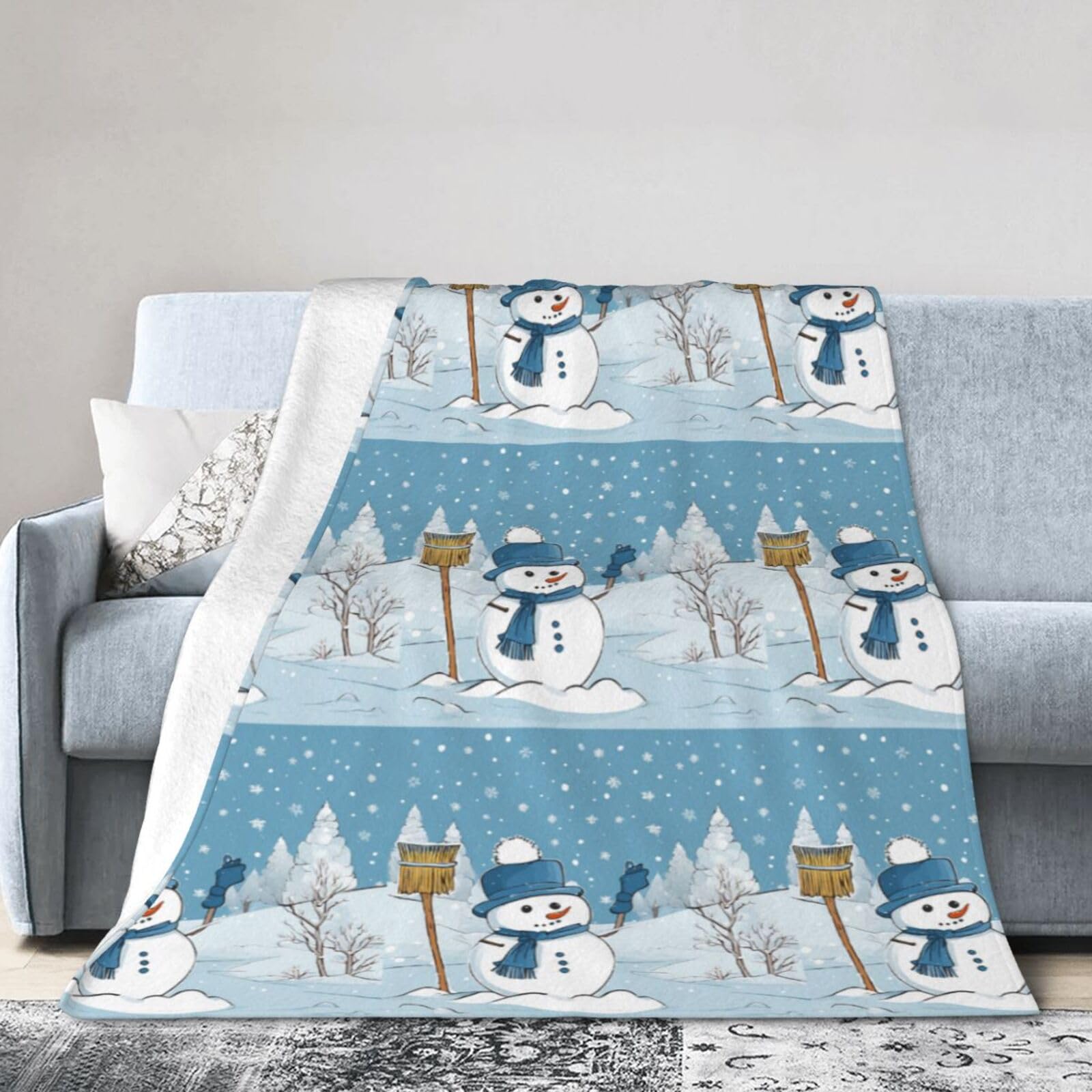 Couverture douce contre le froid du bureau et de la maison plaid léger hiver bonhomme de neige
