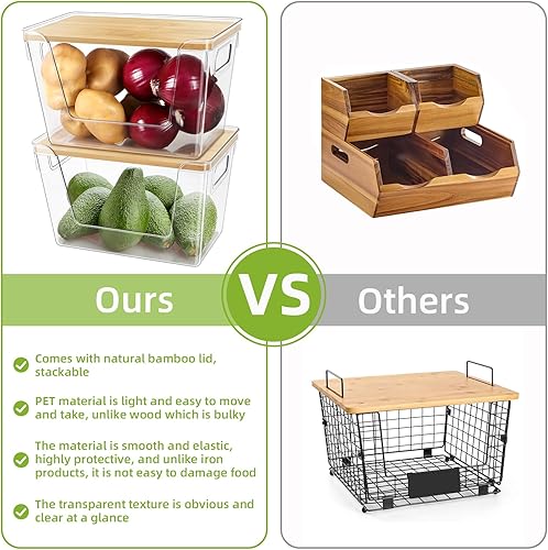 Miniatura 5 de Organizadores y almacenamiento de despensa, organizador de despensa de plástico apilable con tapa y asa para encimera de cocina, refrigerador para