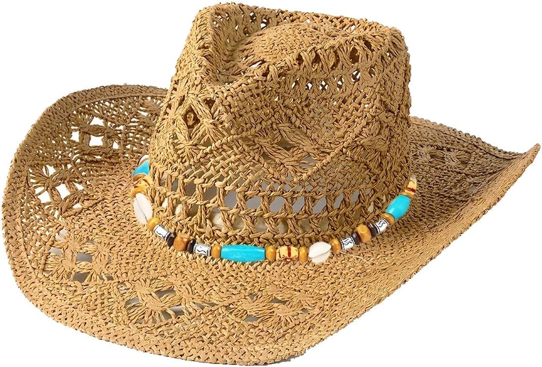 Western Straw Cowboy Hat Beach Caps Sun Hat Green