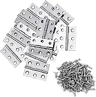 20 Pack 2 Inch Stainless Steel Folding Hinges with 120 Screws for Wooden Boxes, Crafts, Doors & Chicken Coops
