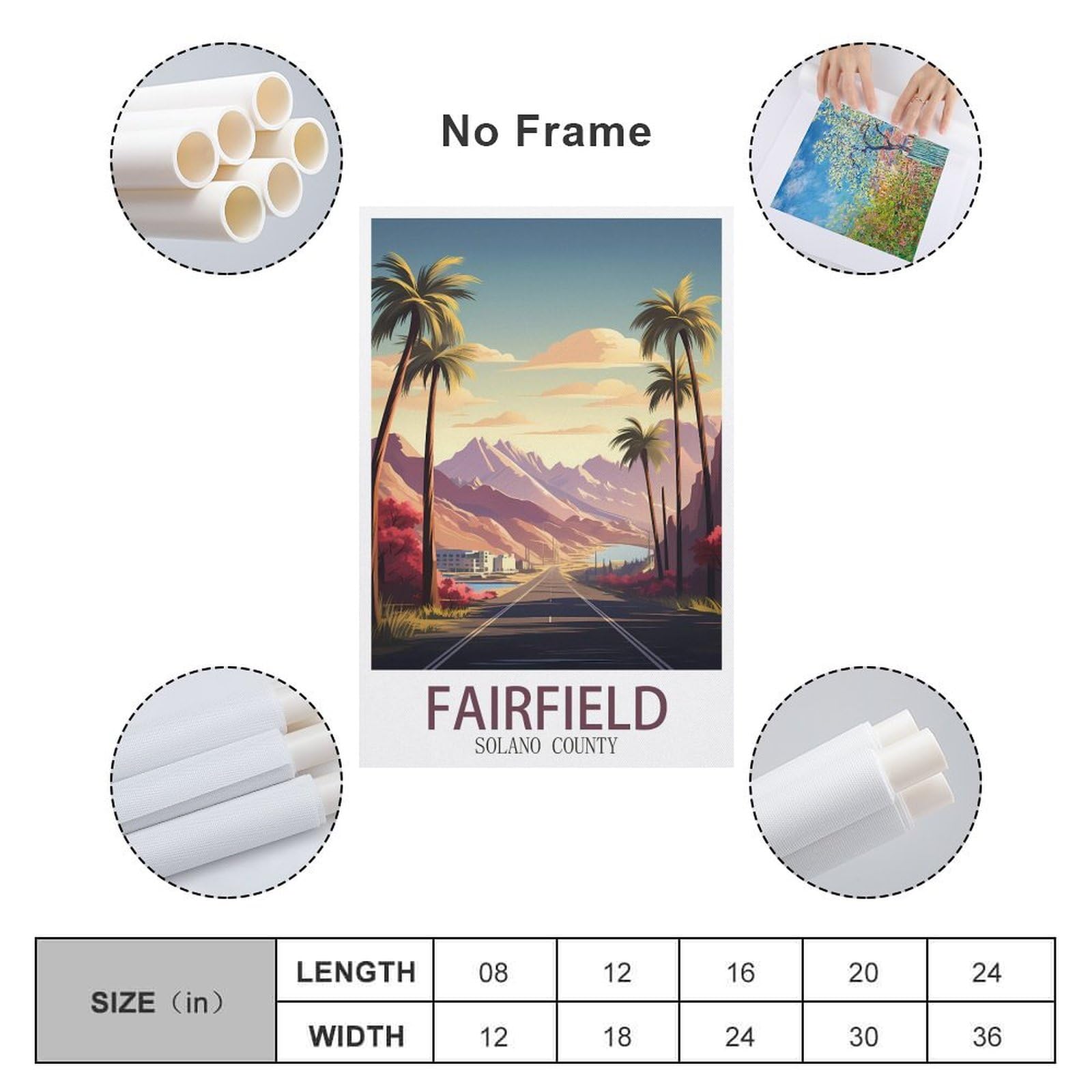 Amazon.com: TIEIFIINX Fairfield Solano County Vintage Travel Poster  12x18inch(30x45cm) Canvas Wall Posters And Art Picture Print Modern Family  Bedroom Decor: Posters & Prints