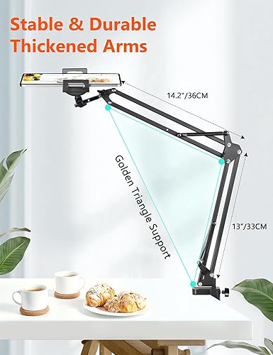 Miniatura 5 de Soporte para tablet para cama, soporte de teléfono superior para iPad para soporte de escritorio, abrazadera plegable para tableta, rotación de 360,