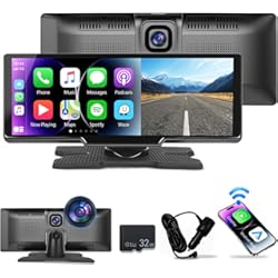 Pantalla Mini One Podofo Carplay Inalámbrico Radio Coche con Pantalla Táctil de 9.3 Bluetooth 2 Pantalla Dividida DVR con SD 64G Transmisor FM Android Auto Aux-in fácil Instalación Amplia Aplicación para SUV LKW