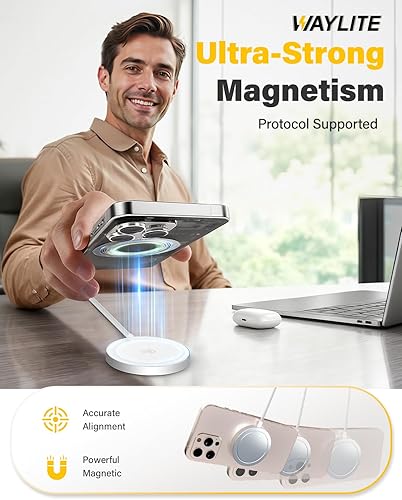 Miniatura 3 de Cargador inalámbrico magnético de 25 W para iPhone 1716, almohadilla de carga rápida Qi2 para iPhone 171615141312 Series y AirPods, imán fuerte,