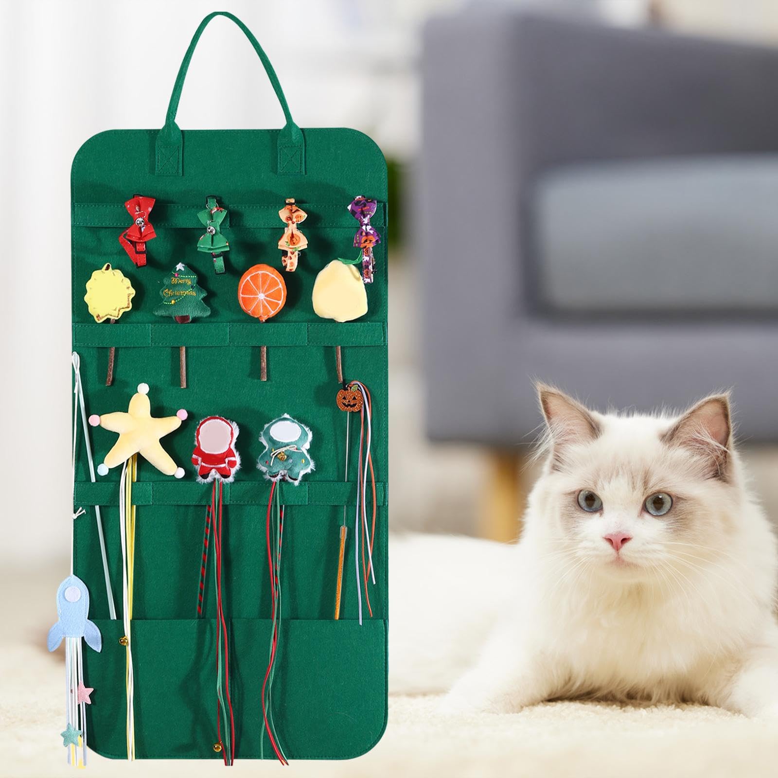 Amazon.co.jp: MYCENSE 猫じゃらしおもちゃ収納袋壁ドアクローゼット再