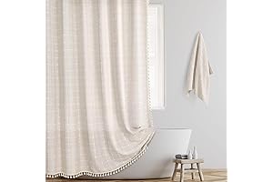 Creamy Linen Shower Curtain Tassel