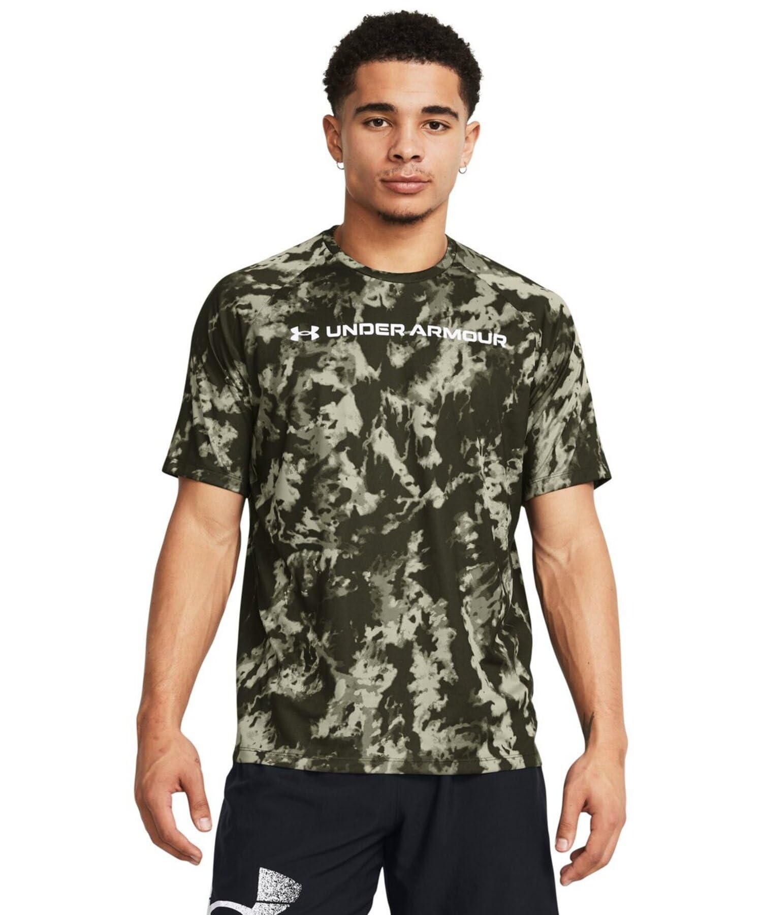 Under Armour Men's Marine Od Green/White (390) Tech Abc Camo Short Sleeve Marine Green Xxl