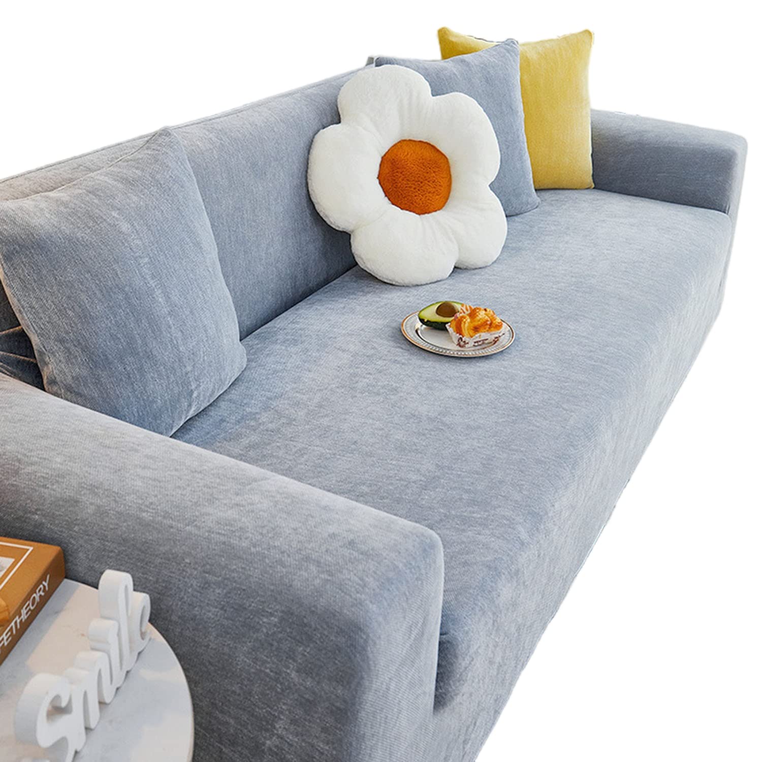Housse de canapé extensible antidérapante en velours 5 places