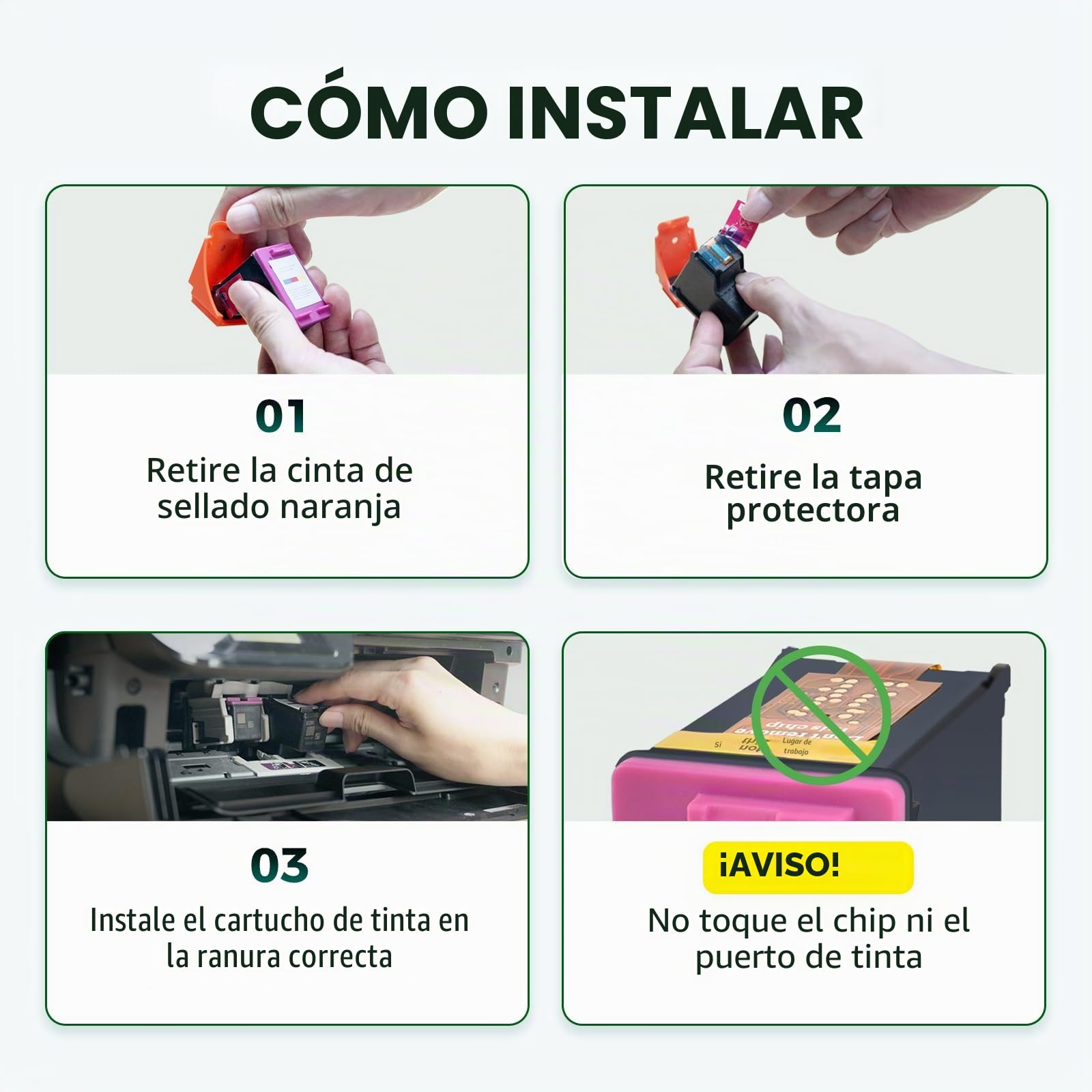 Cartuchos Compatibles HP 302XL para HP DeskJet 3639 3630 OfficeJet 3831 3830 5230 Envy 4525 4500 4520 (1 Negro 1 Color)