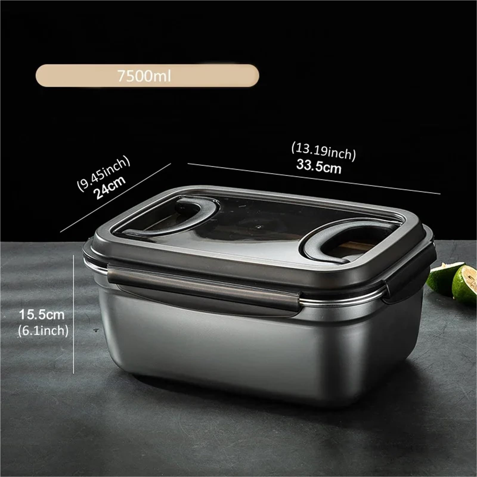 Portavivande In Acciaio Inox Contenitori for alimenti Bento Box in acciaio inox 304, for frigorifero, for la conservazione di, portatili, for esterni, 7 misure a scelta(7500ml)