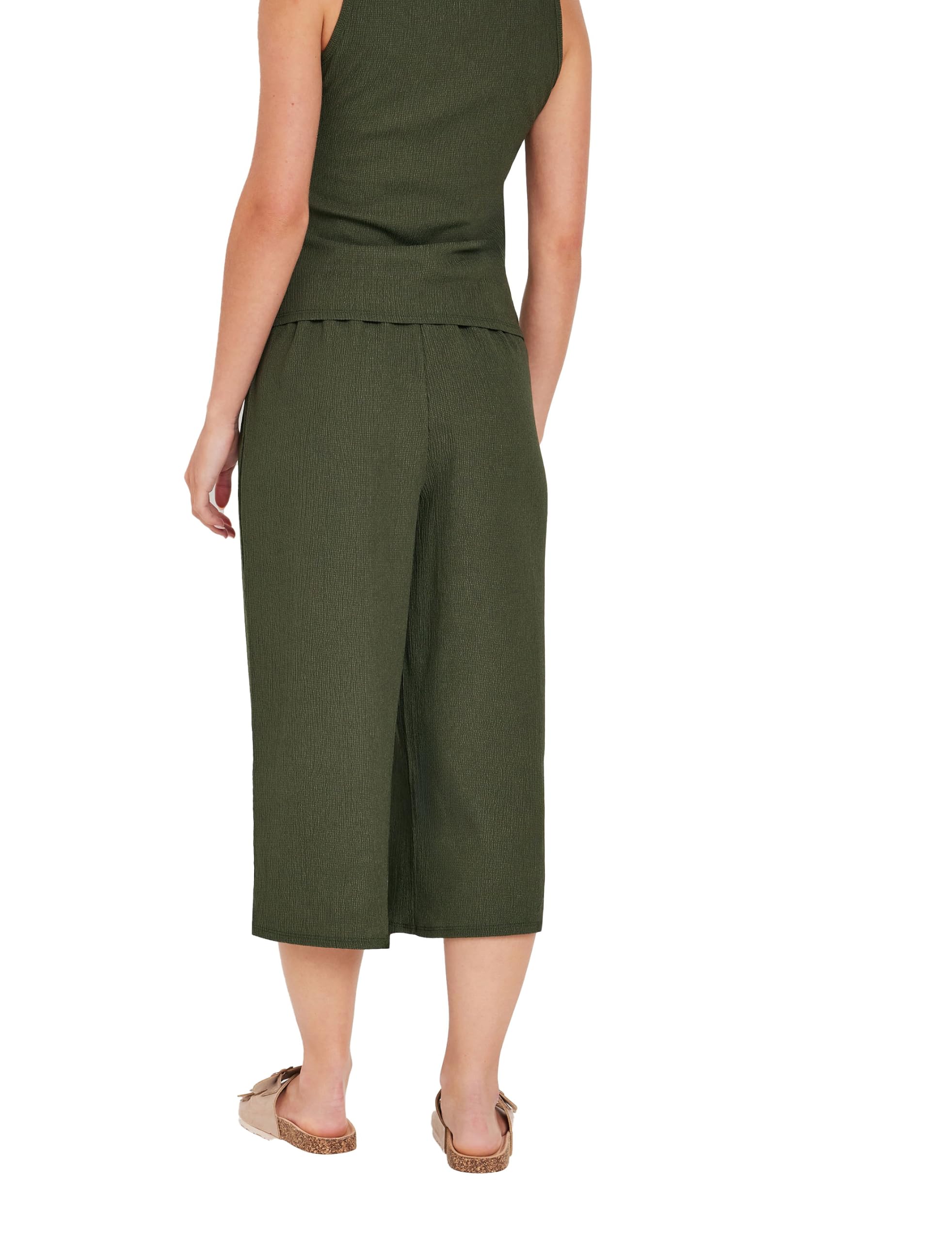 M&Co Women's Green Petite Textured Culottes In | Size: 16
