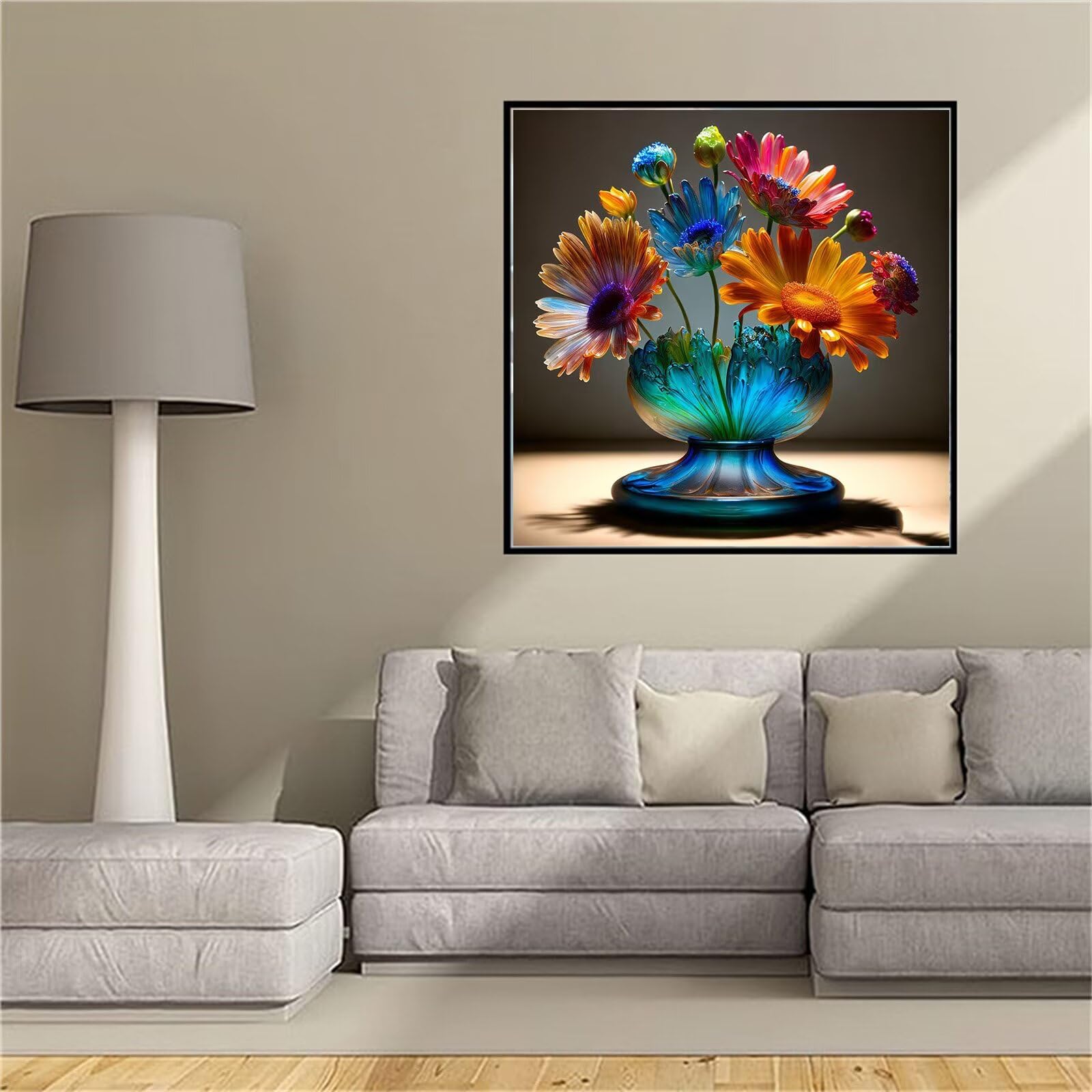 Peinture diamant 5D fleur colorée géante de 100x100cm