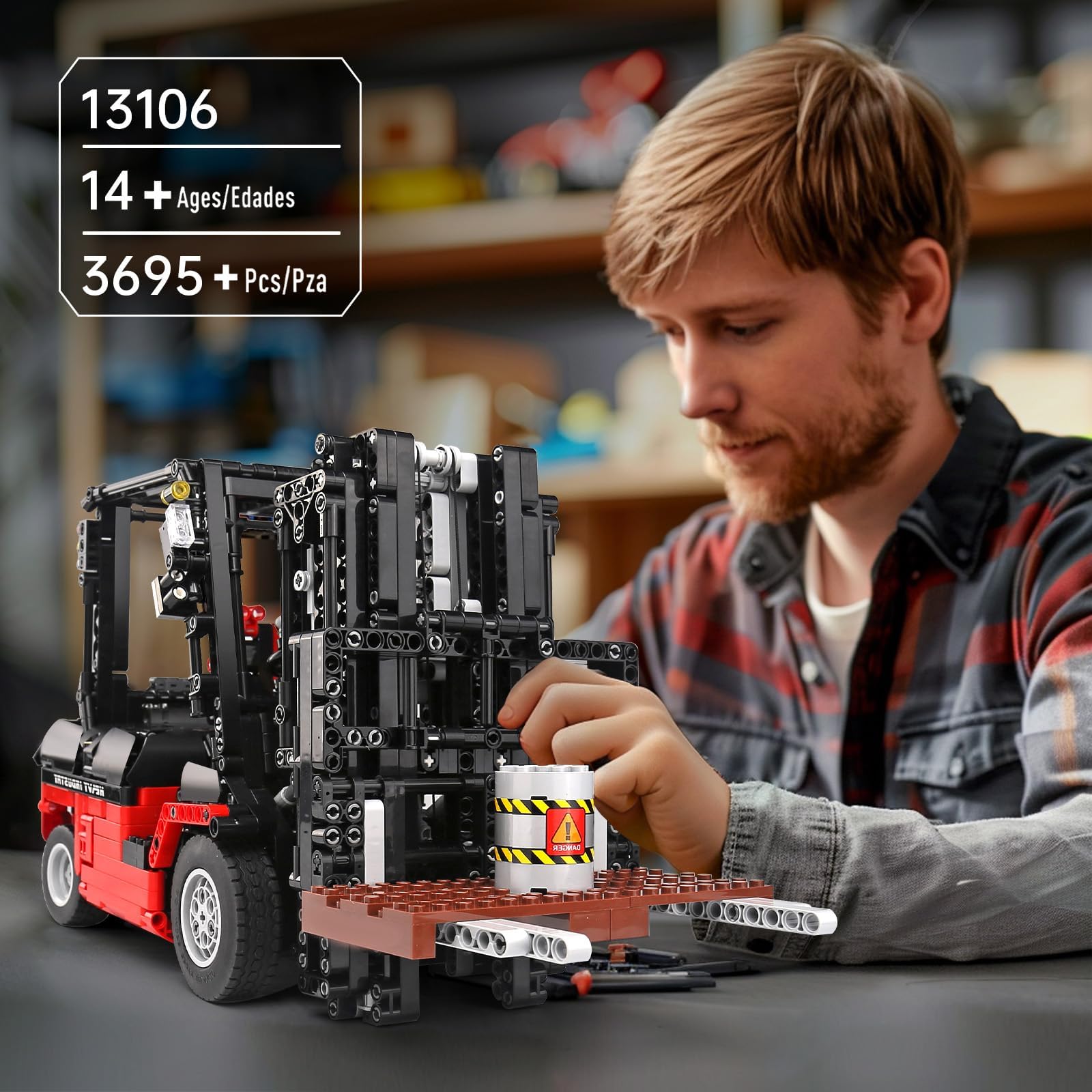 Mould King 13106 - Set di costruzione di carrelli elevatori tecnici, 1719 pezzi, motorizzato, con telecomando e app, progetto MOC per ingegneria meccanica per adulti