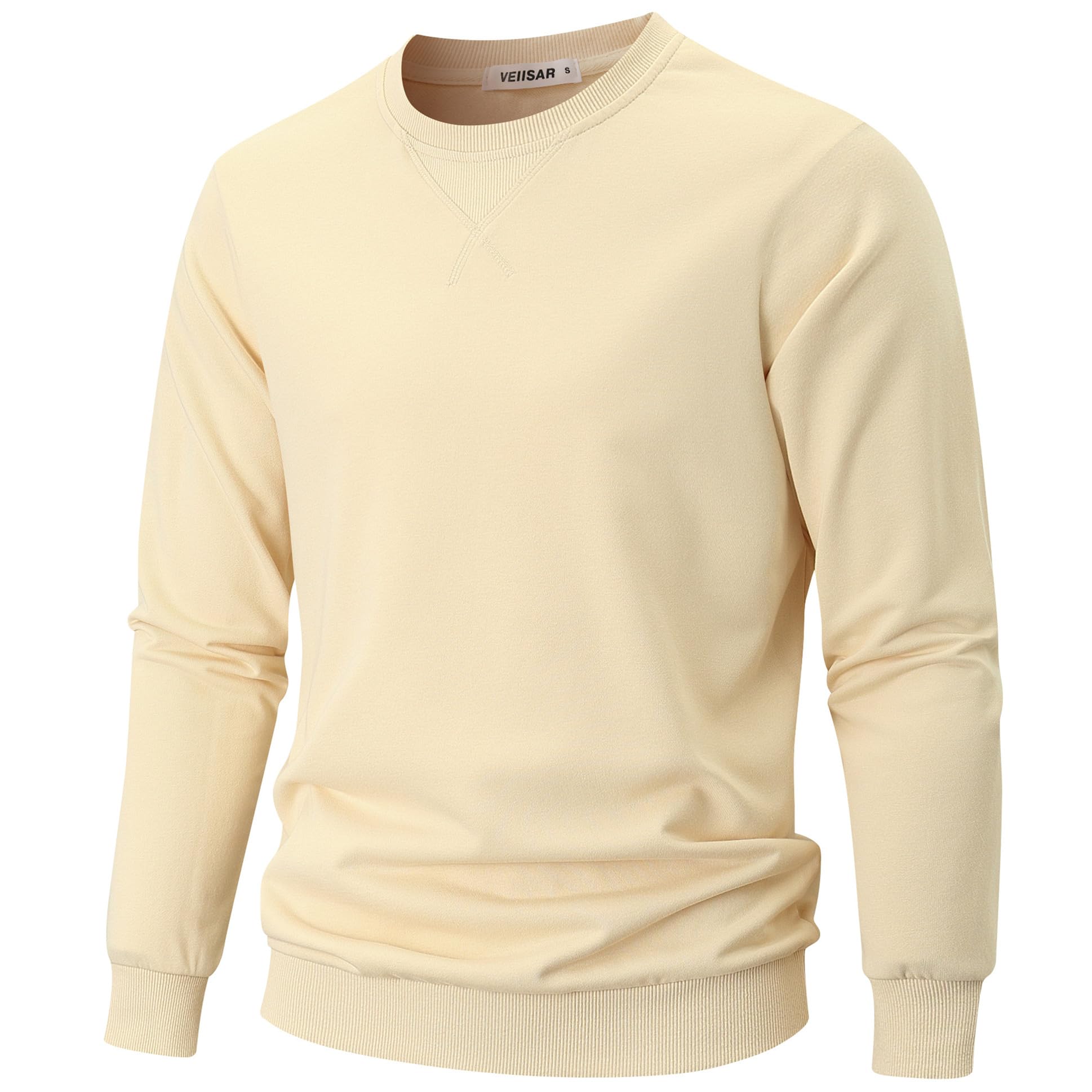 VEIISAR Herren Sweatshirt mit Rundhalsausschnitt Männer Basic Pullover Langarmshirts Freizeit Sport Shirt