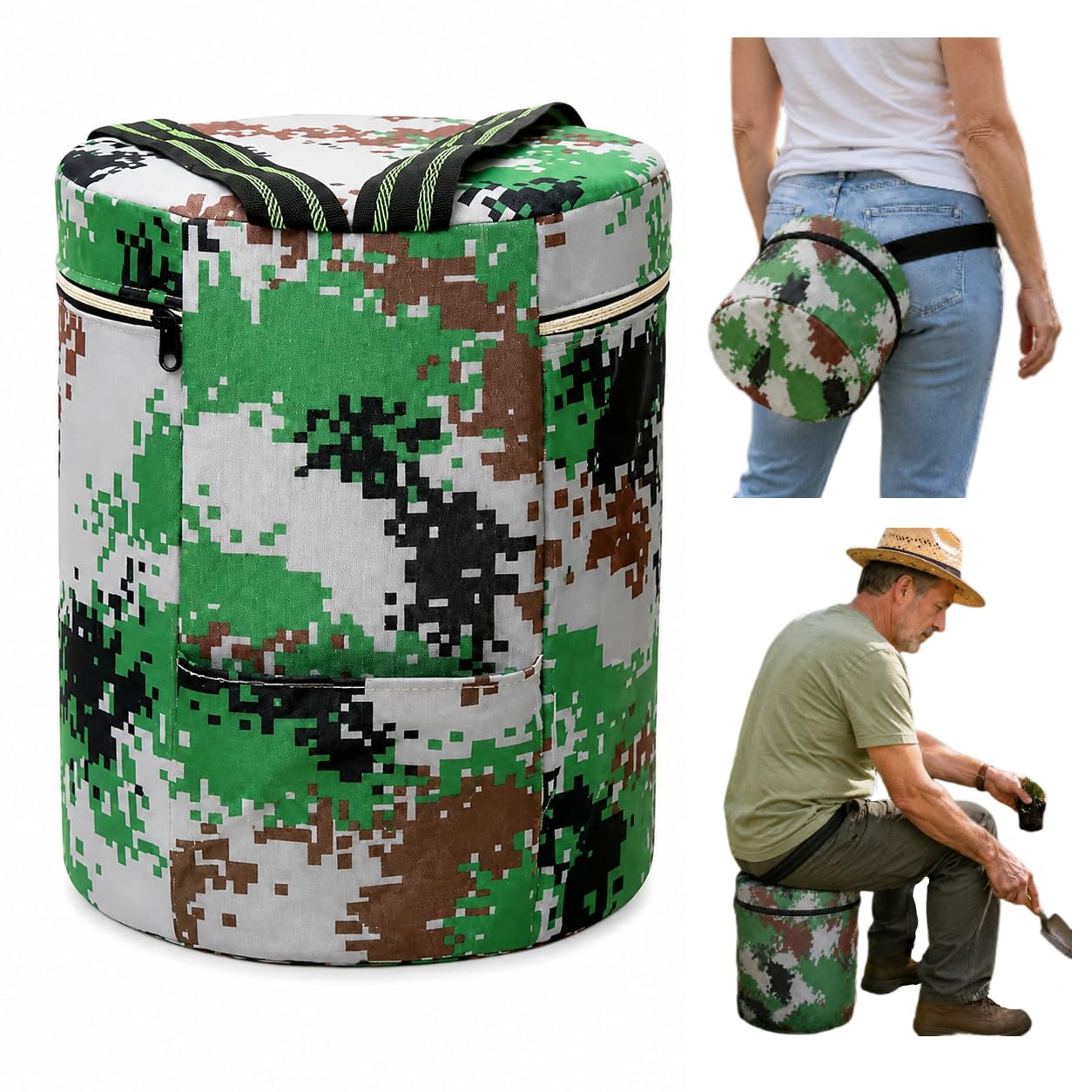 Wearable Garden Stool, Hands Free Gardening Seat for Seniors, Portable Garden Kneeler and Chair with 5 Height Options, Lightweight Outdoor Work Seat for Weeding, Planting, Fishing and Gardeninga