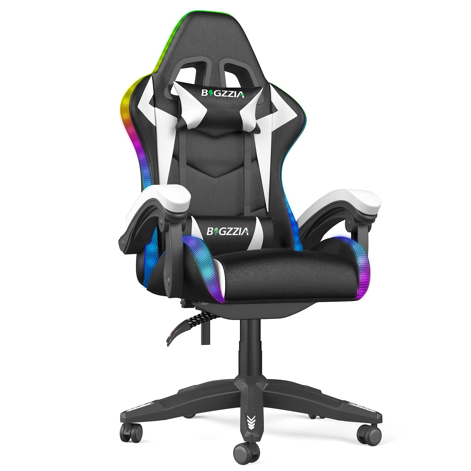 Racingreat Ergonomischer Gaming Chair mit Kopfstütze Lendenstütze (Grau) | PC Stuhl, Zocker Stuhl, Höhenverstellbar, 90°–135° Neigungswinkel, Gaming, Büro, Pause, Kinder, Jugendliche, Erwachsene